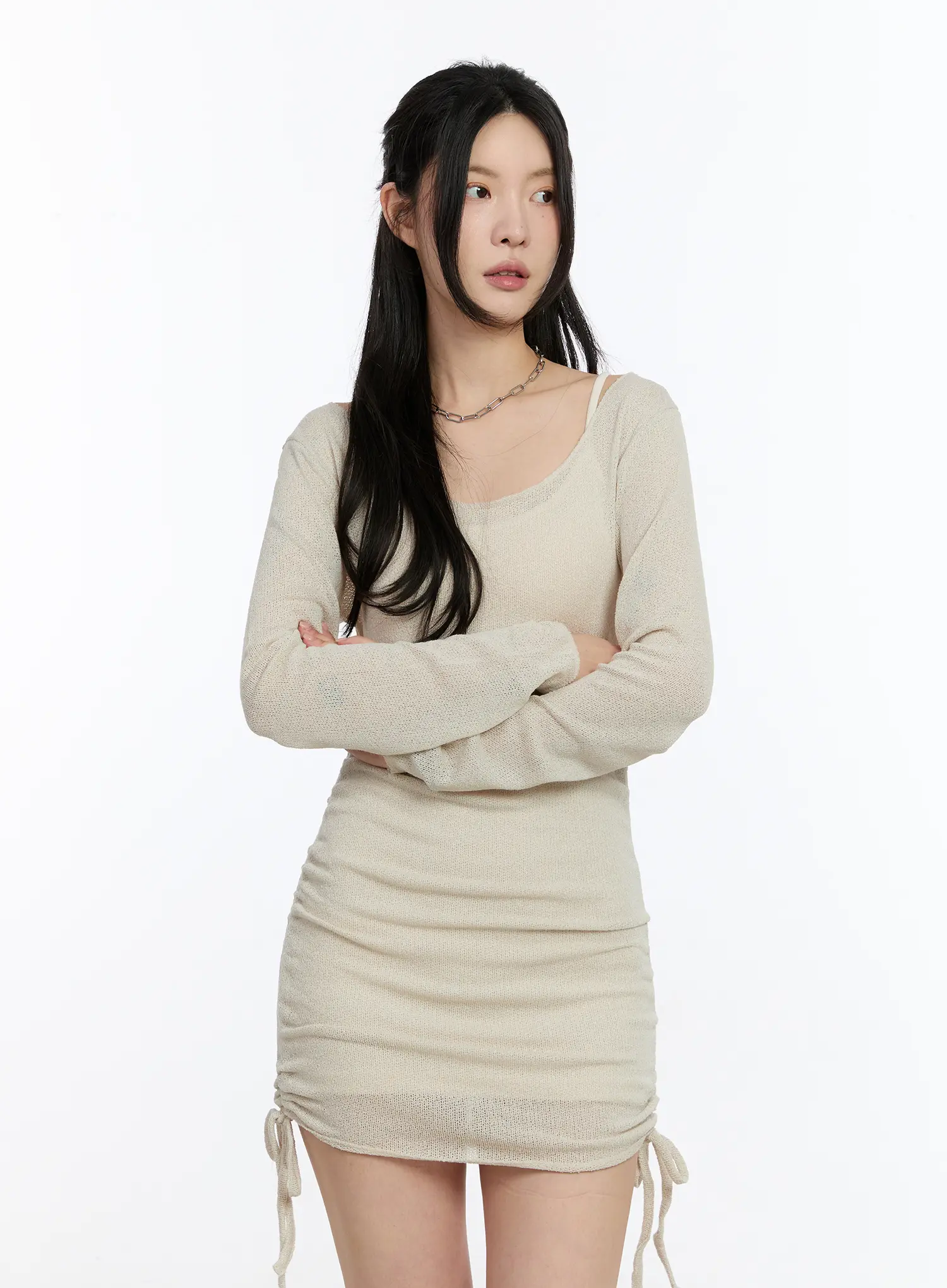 String Knit Long Sleeve Dress CA506 - Image 5