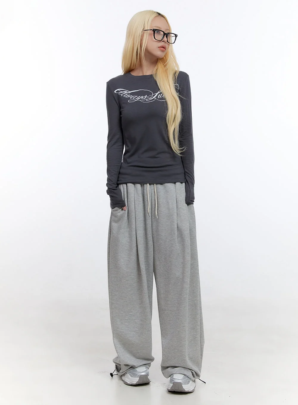 String Pintuck Wide Sweatpants CO419 - Image 2