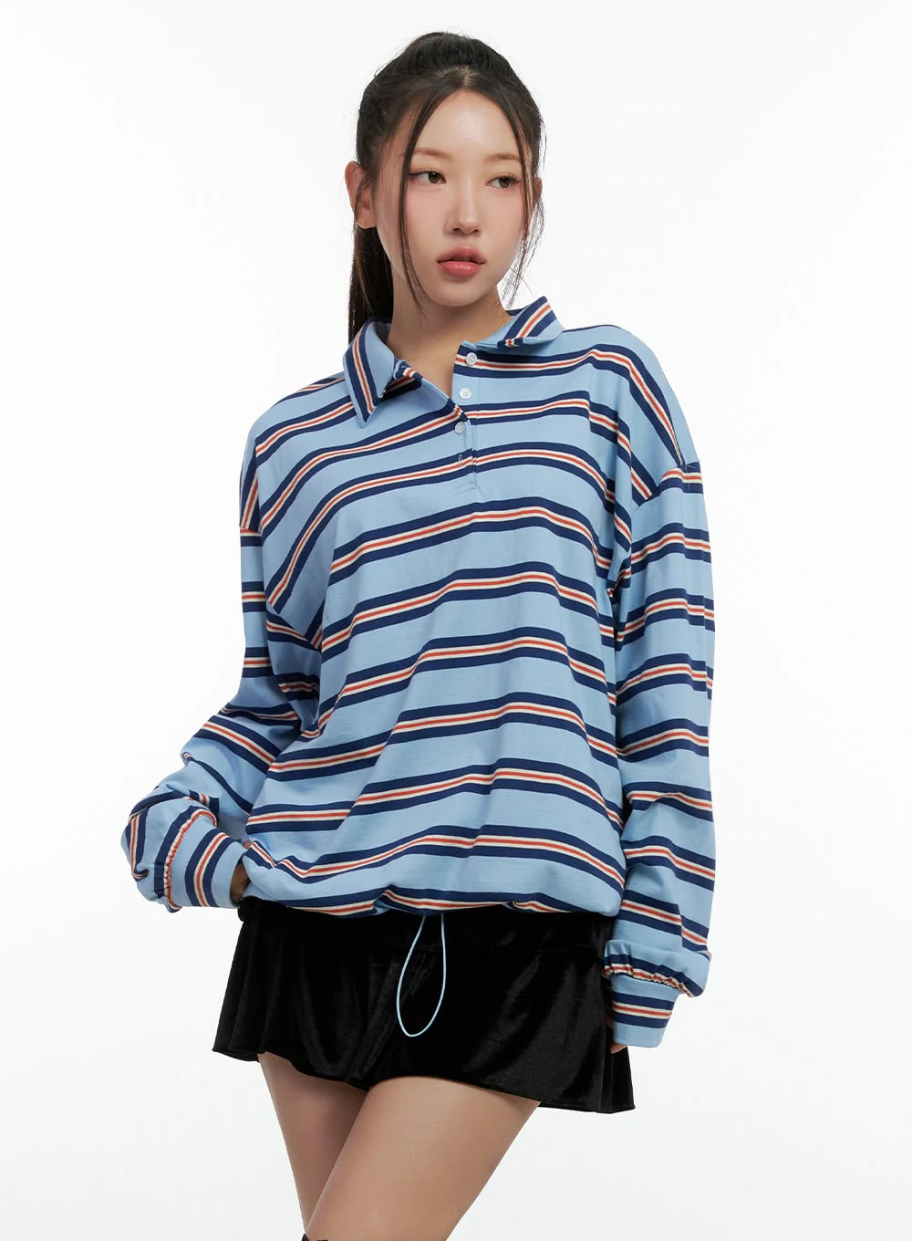 Stripe Buttoned Collar TShirt CN412 - Image 12