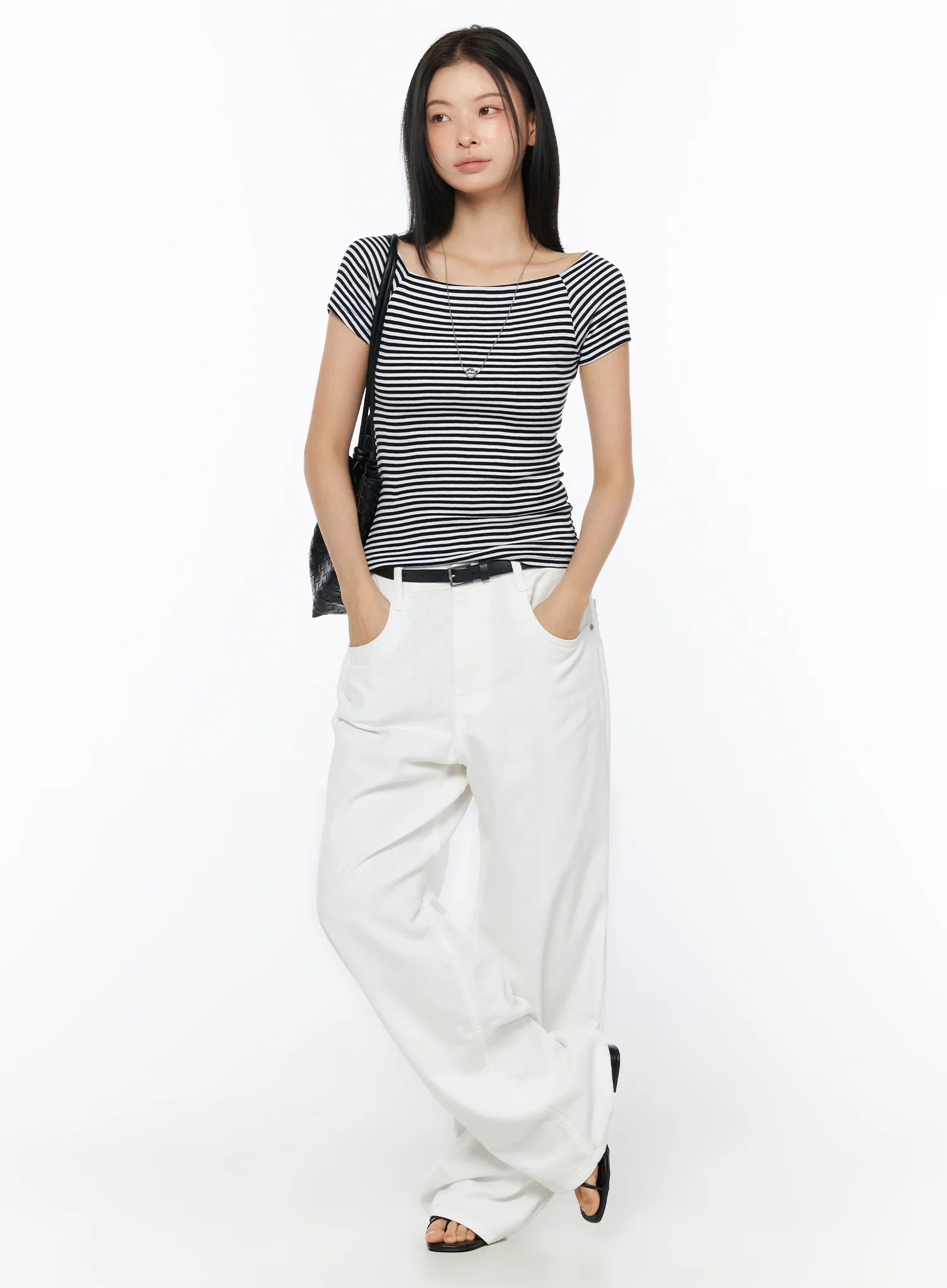 Stripe Off-Shoulder Top IU516 - Image 10