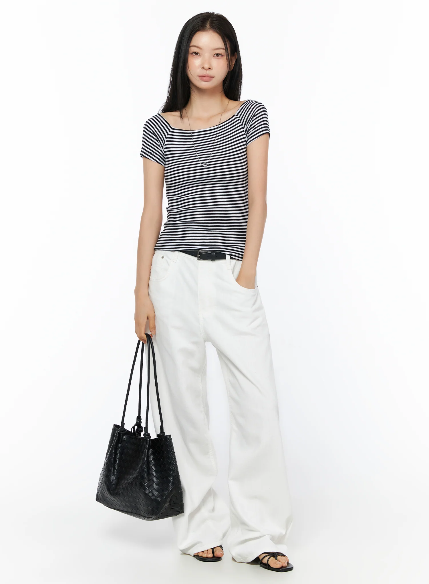 Stripe Off-Shoulder Top IU516 - Image 3
