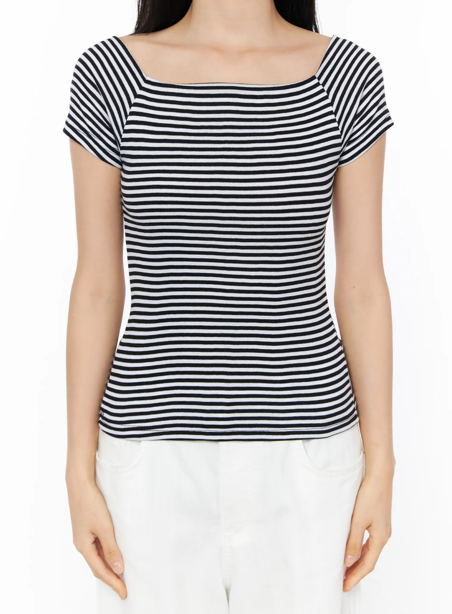 Stripe Off-Shoulder Top IU516 - Image 4