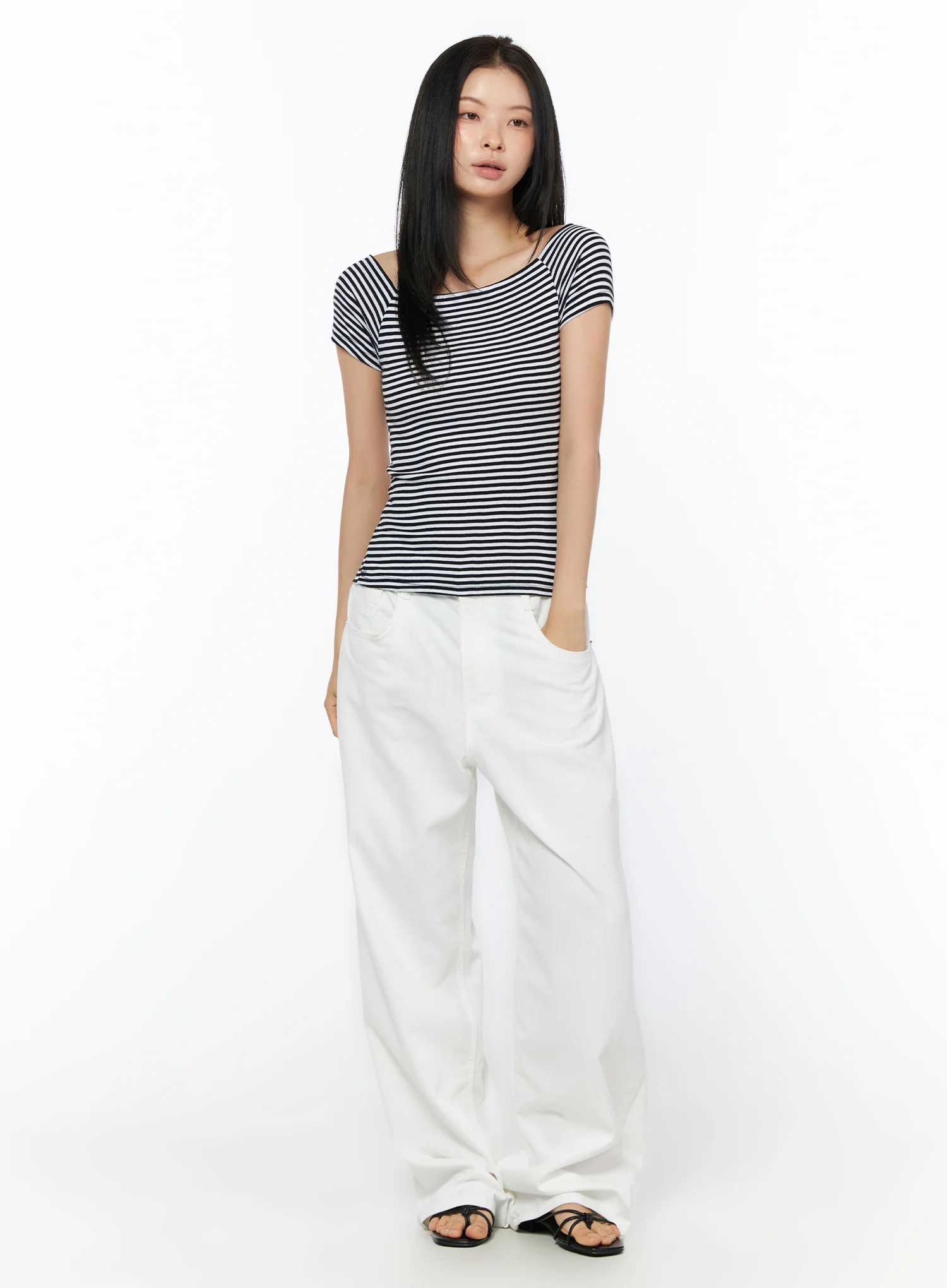Stripe Off-Shoulder Top IU516 - Image 5