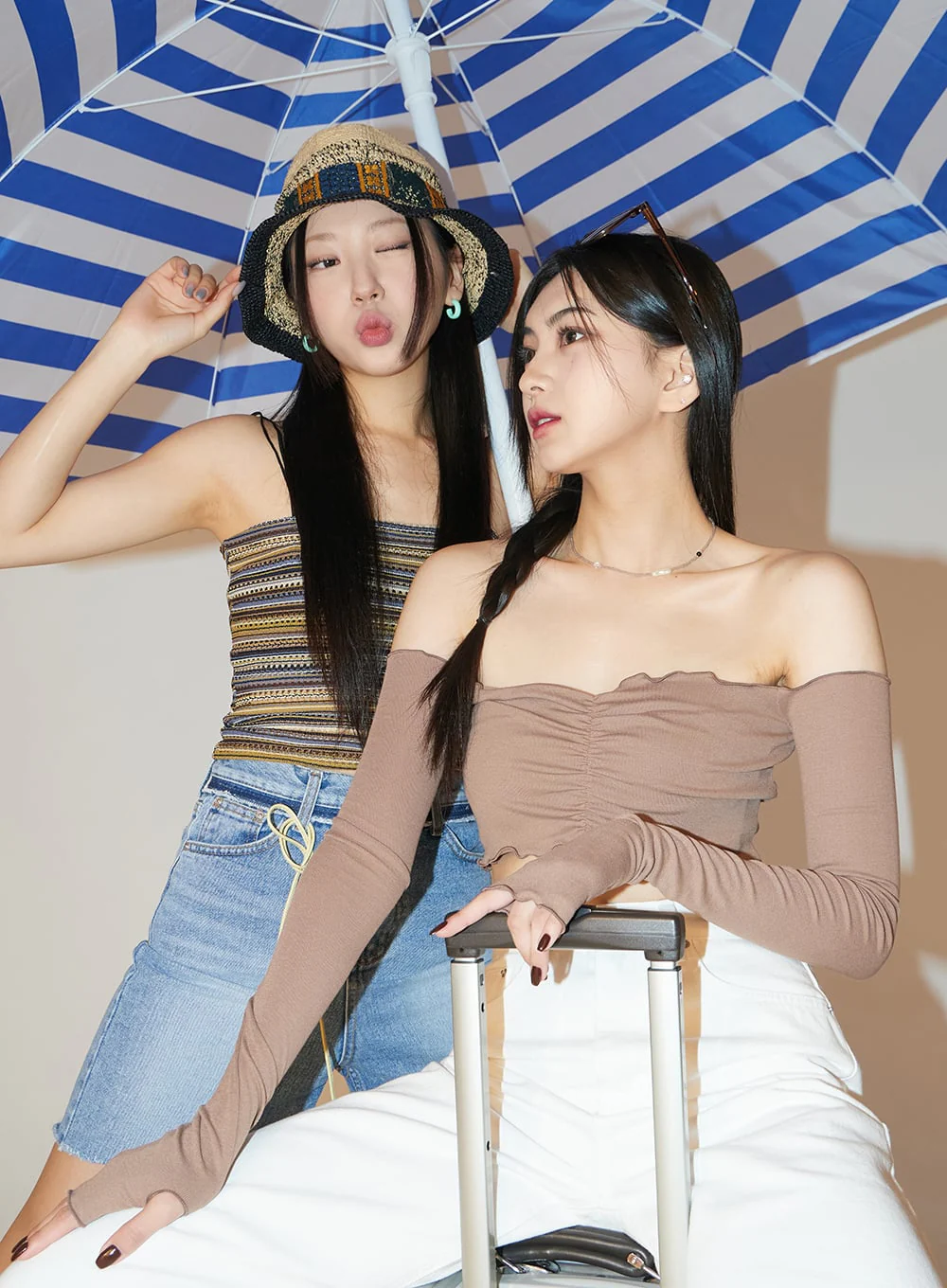 Stripe Thin Strap Top BF323 - Image 2
