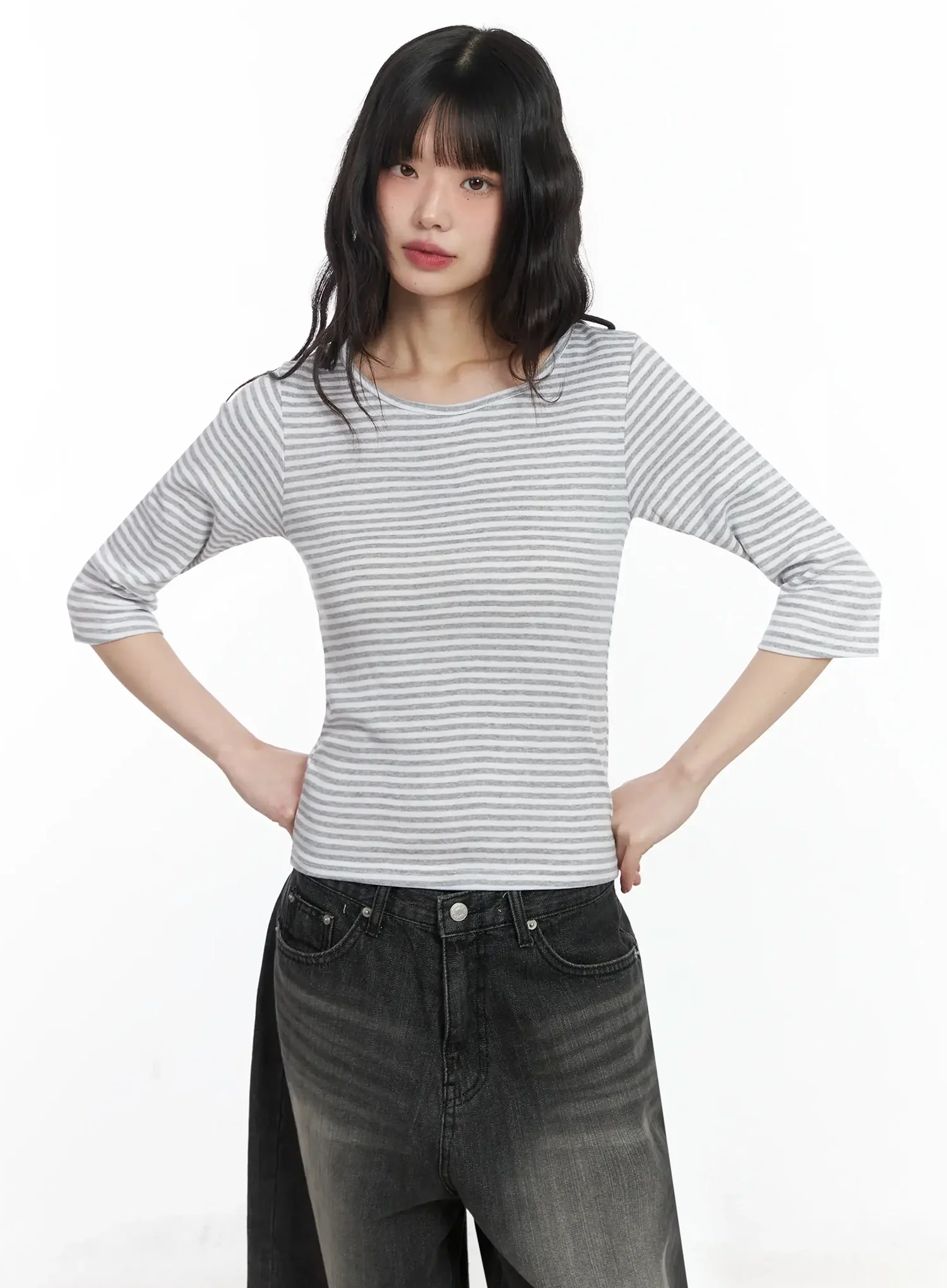 Striped 3/4 Sleeve Top IF505 - Image 2