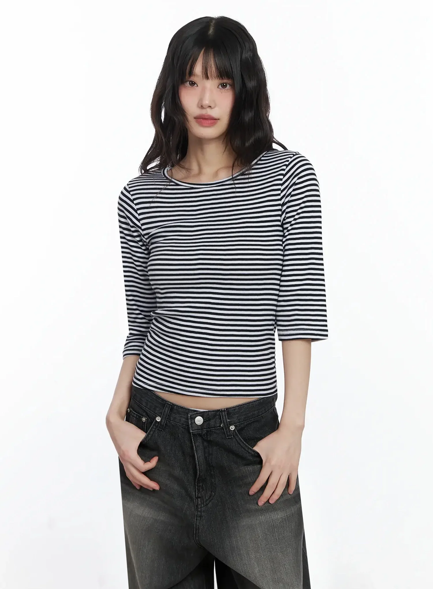 Striped 3/4 Sleeve Top IF505 - Image 3