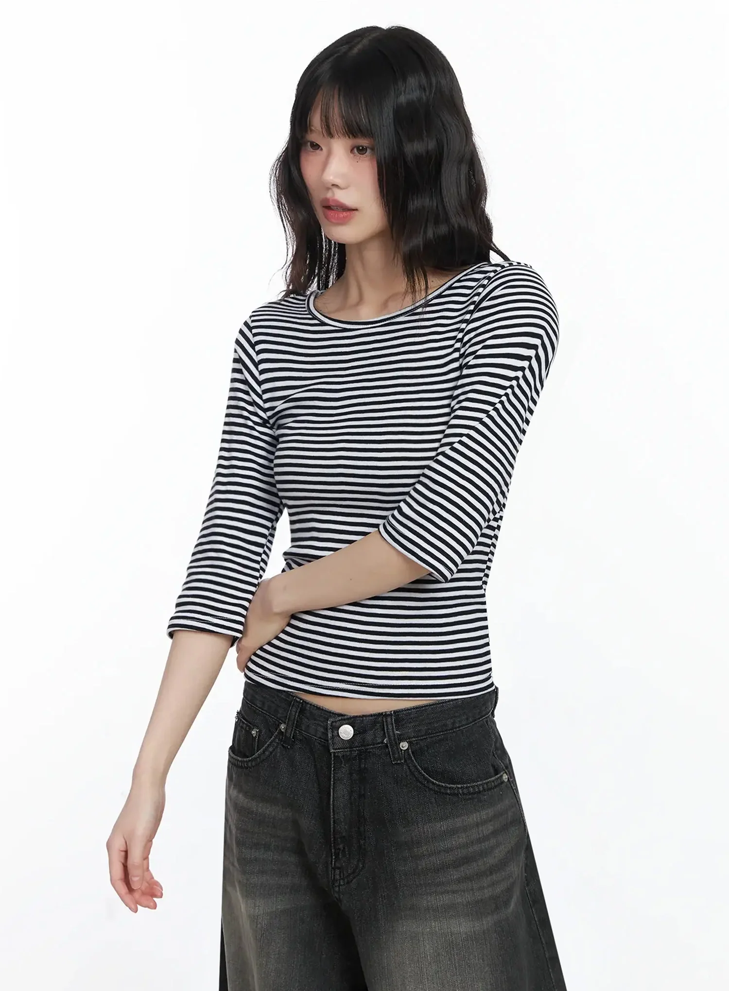 Striped 3/4 Sleeve Top IF505 - Image 7