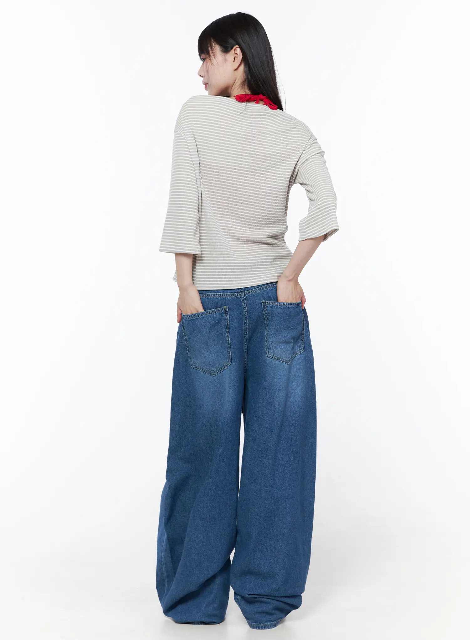 Striped Boat Neck Long Sleeve Tee CU519 - Image 5