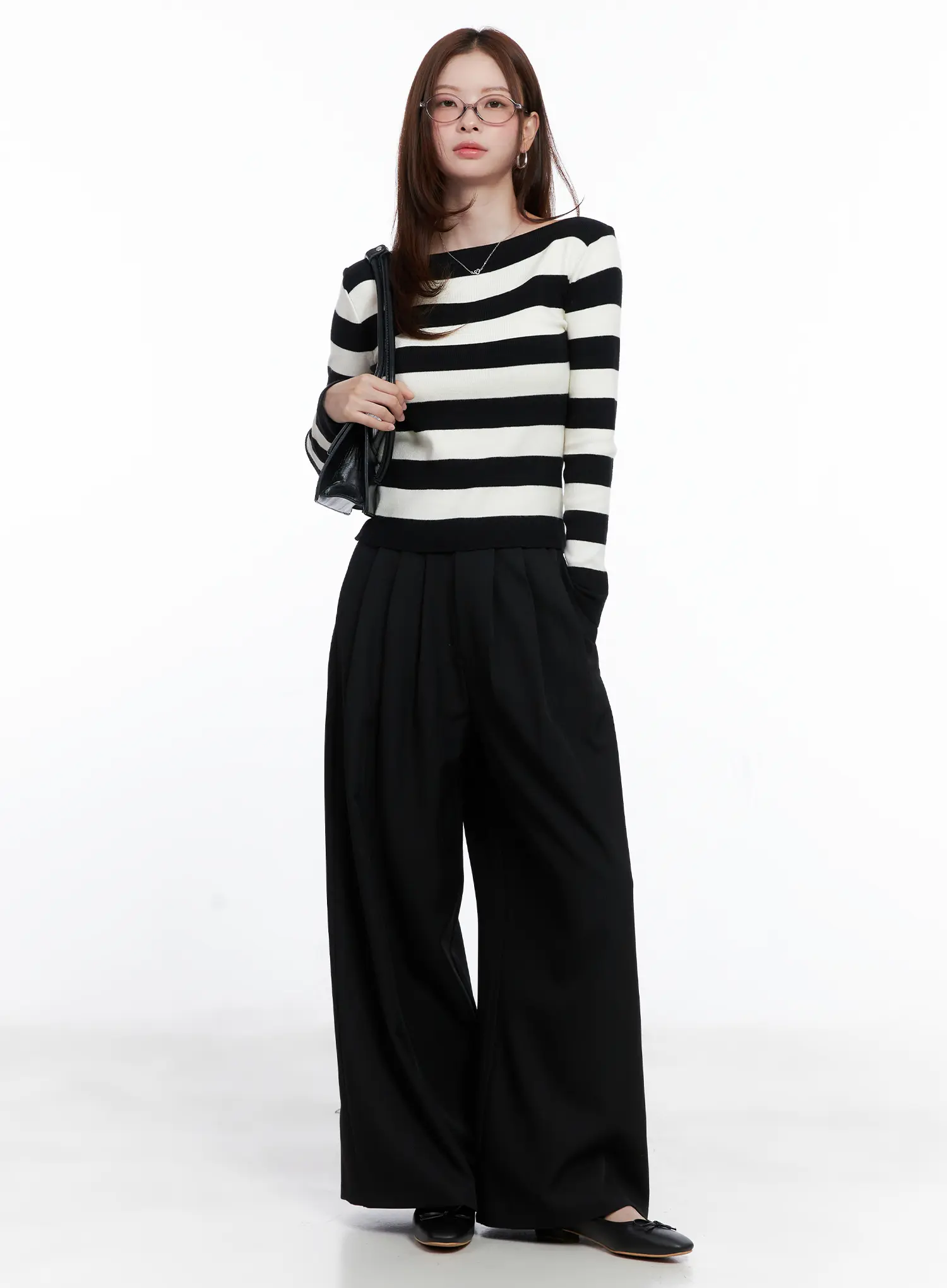 Striped Boat Neck Pullover Knit Top CG520 - Image 2