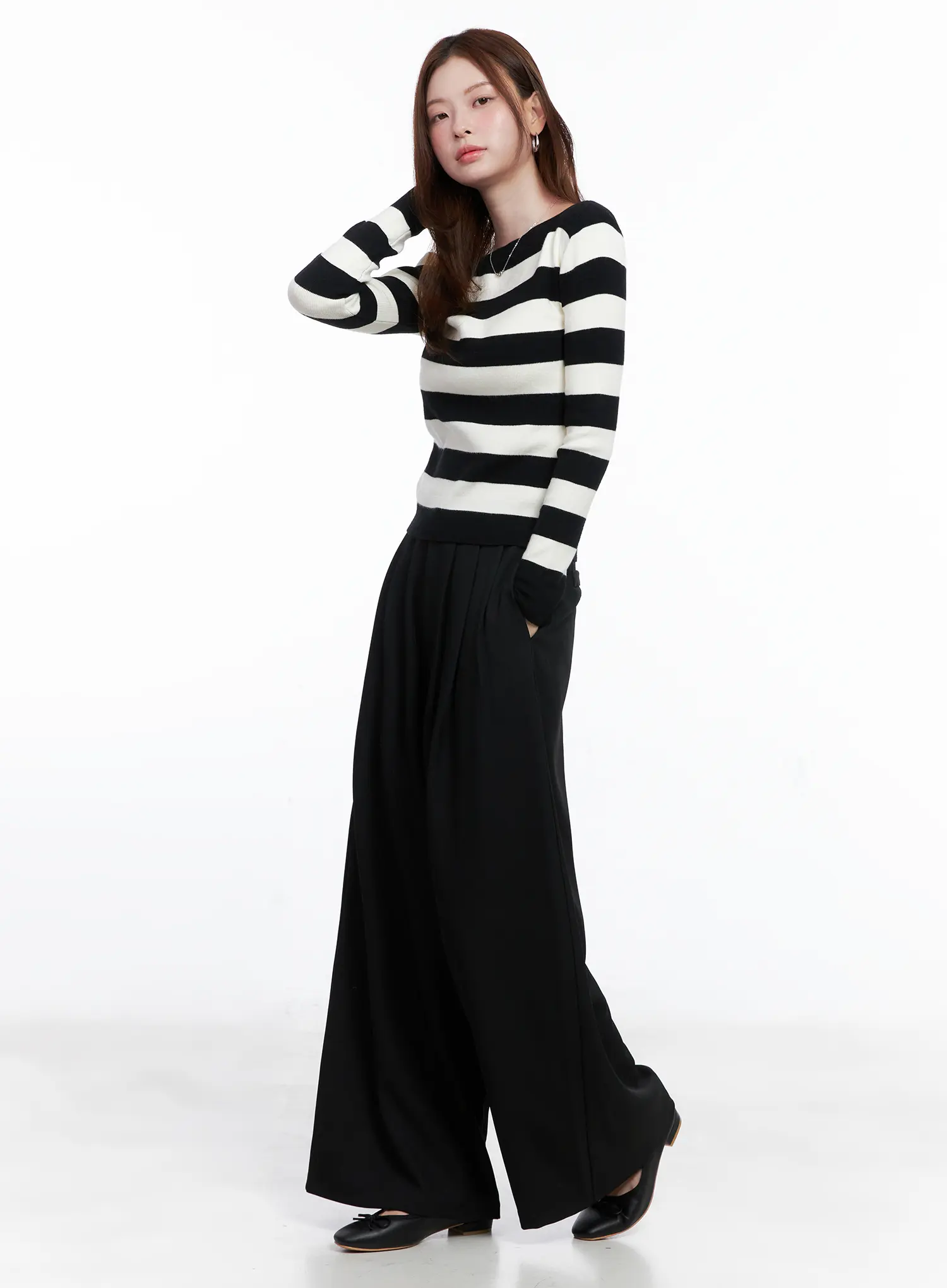 Striped Boat Neck Pullover Knit Top CG520 - Image 6