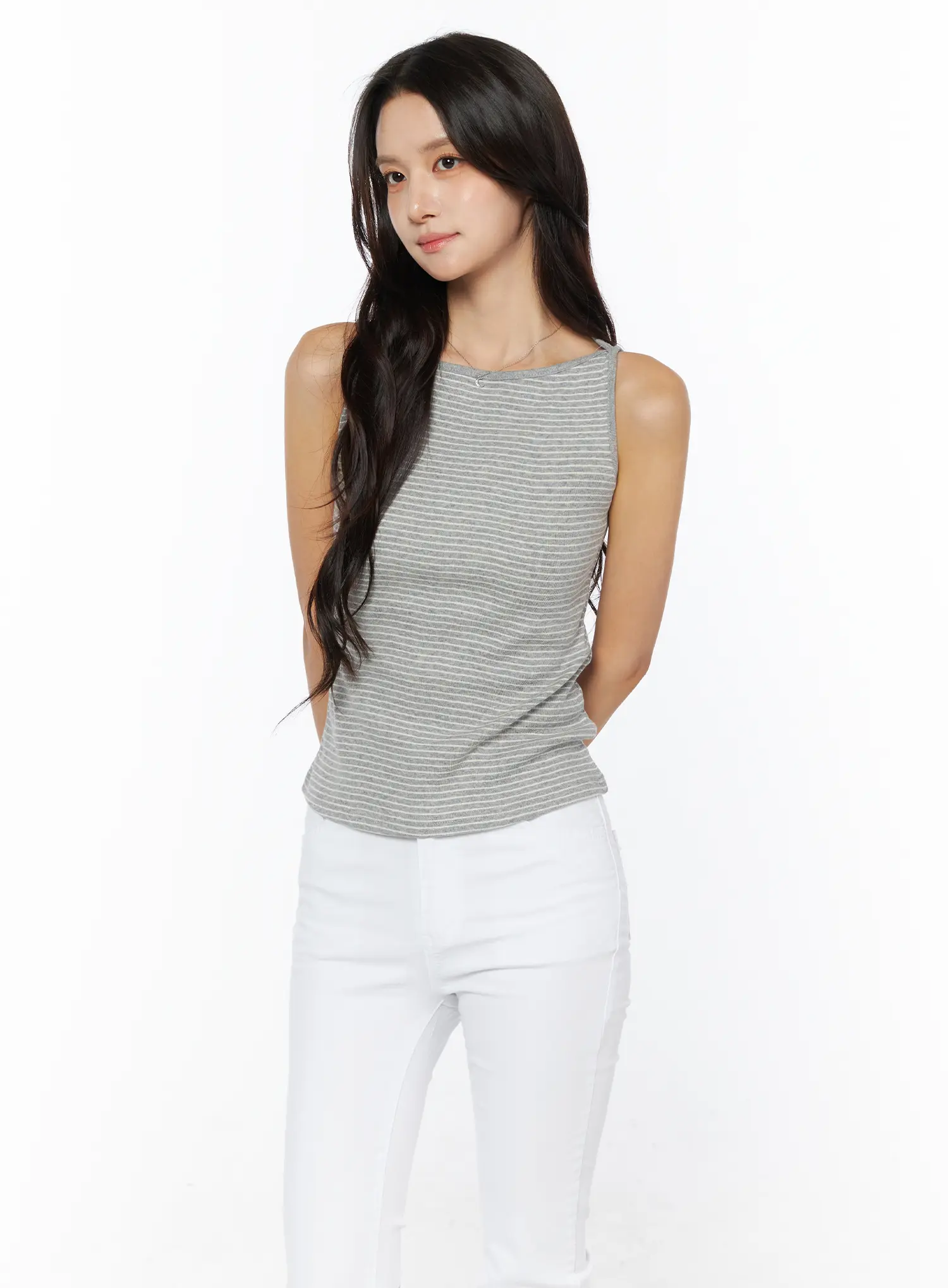 Striped Boat Neck Tank Top CU522 - Image 8