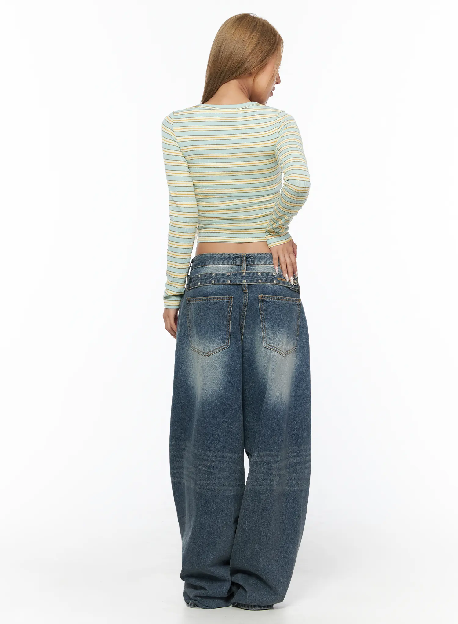 Striped Cardigan and Tube Top Set CU523 - Image 5