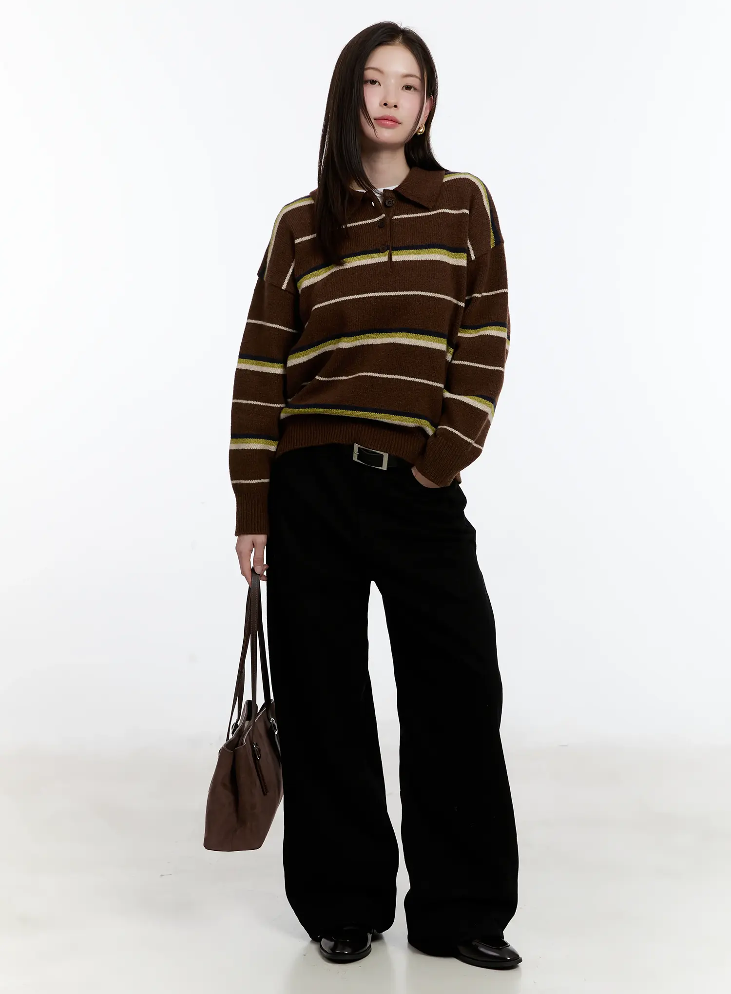 Striped Collar Knit Top ID511
