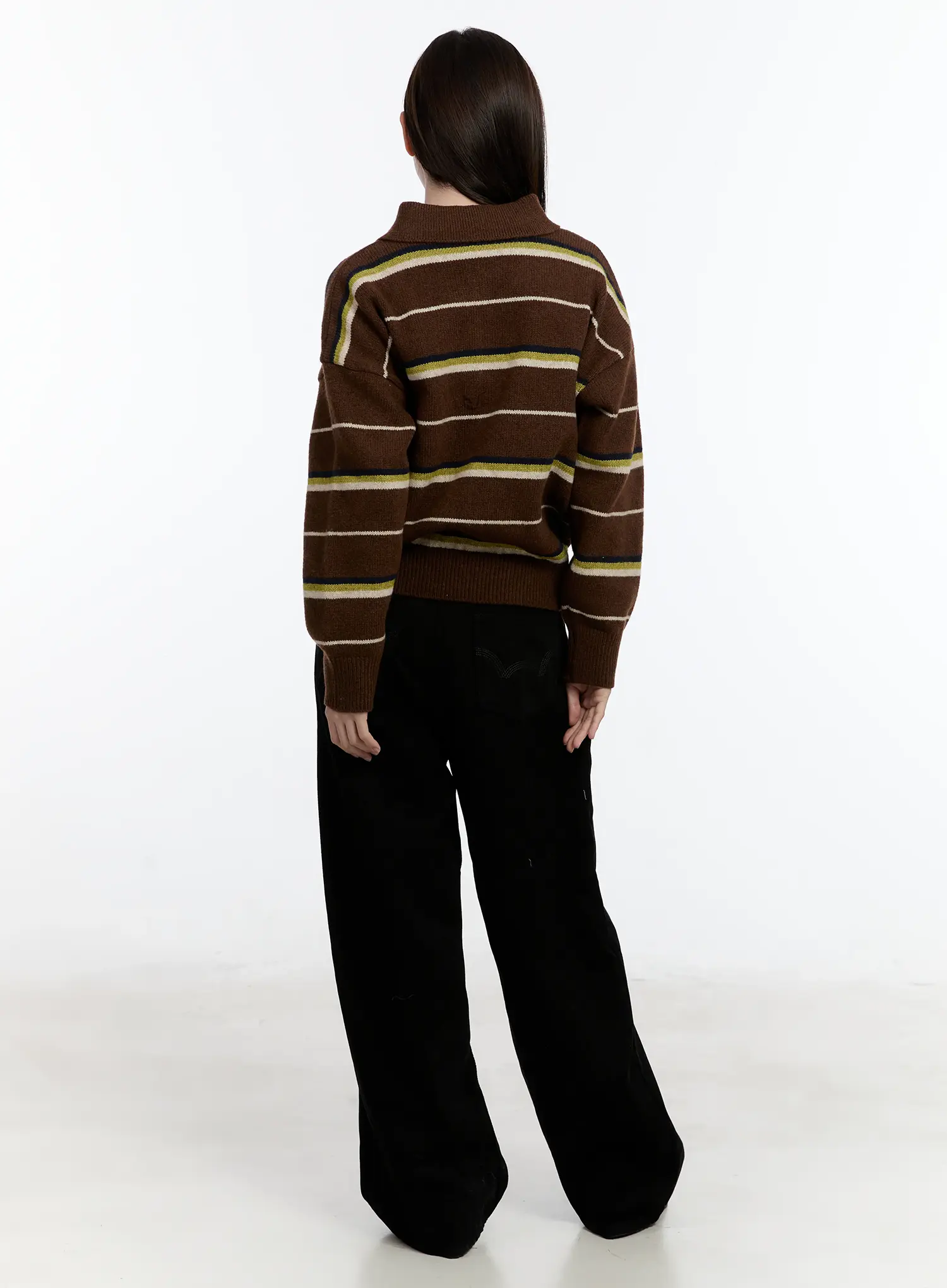Striped Collar Knit Top ID511 - Image 6