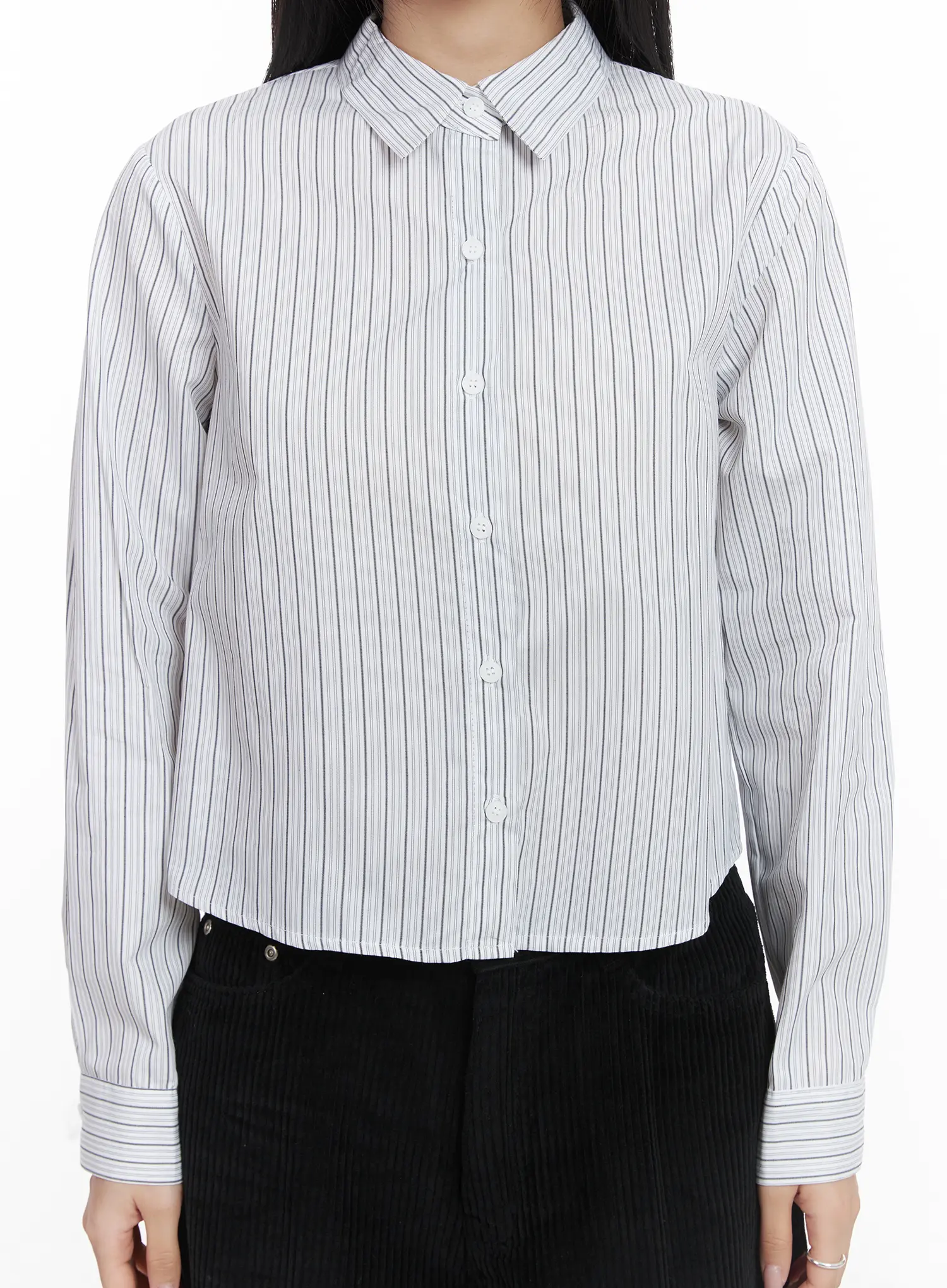 Striped Crop Button-Up Shirt CD529 - Image 9