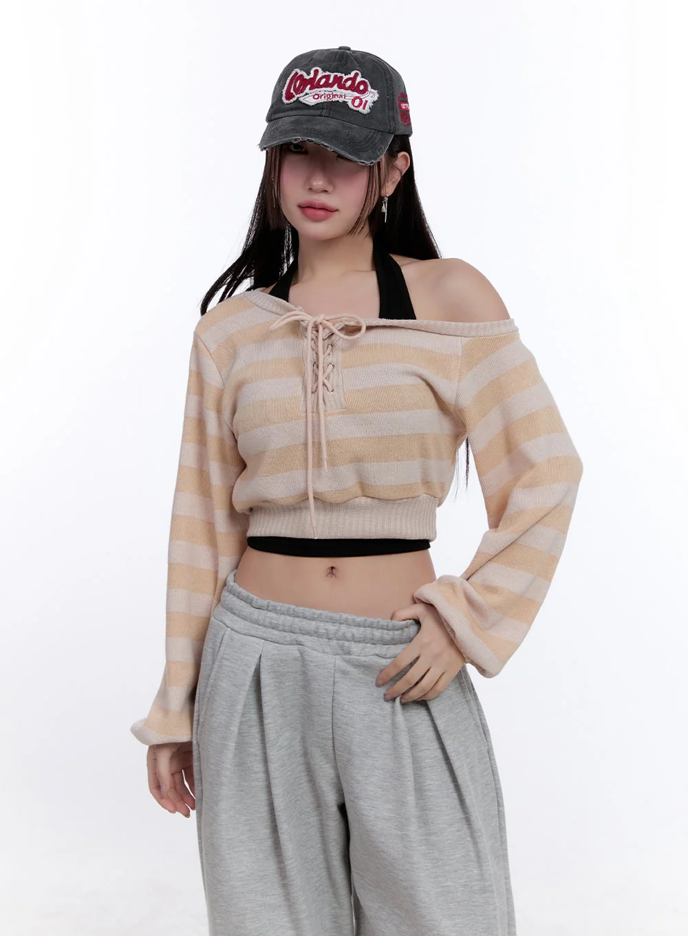 Striped Crop Knit Sweater CJ509 - Image 8