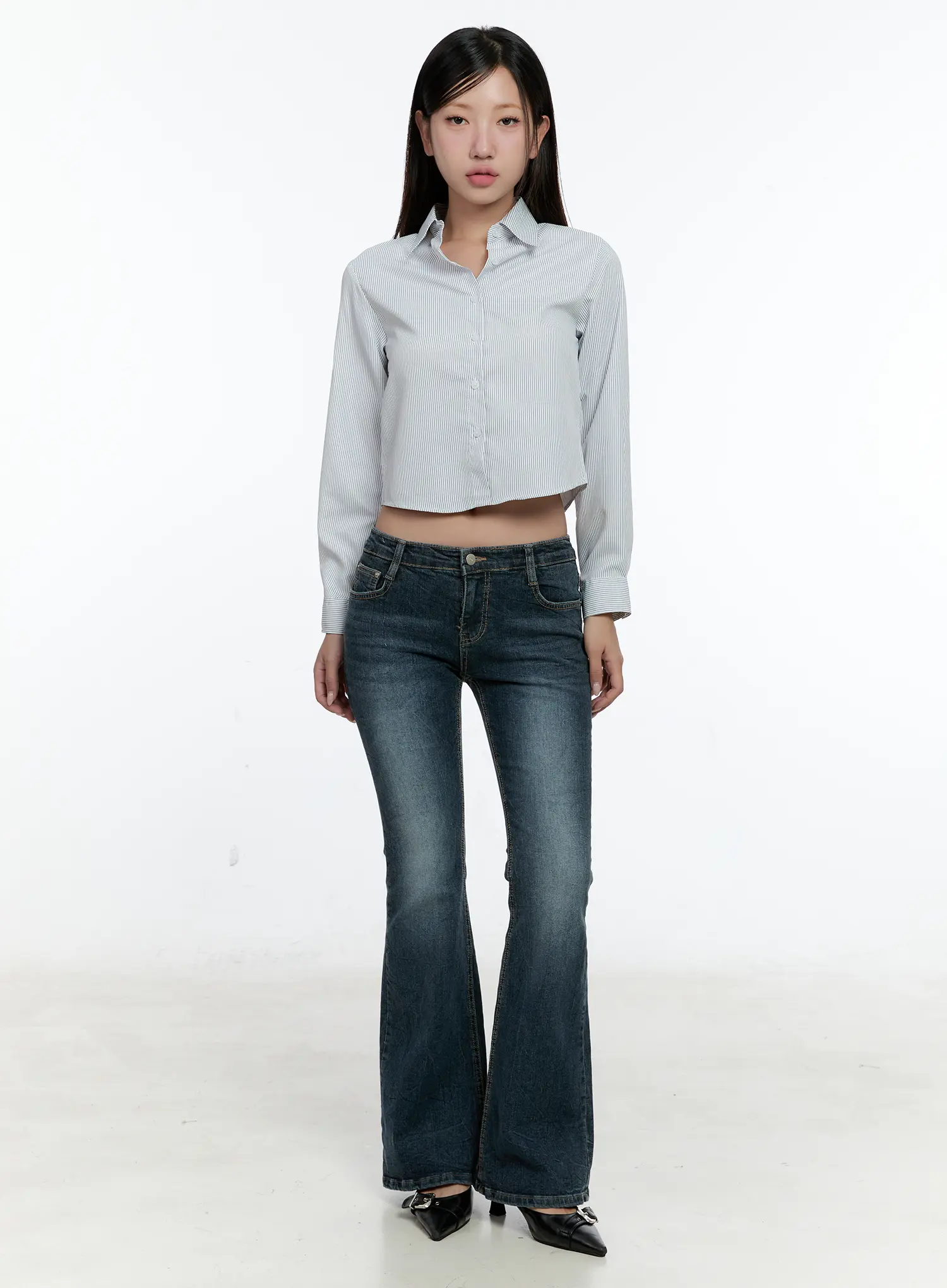 Striped Cropped Shirt CS517 - Image 3