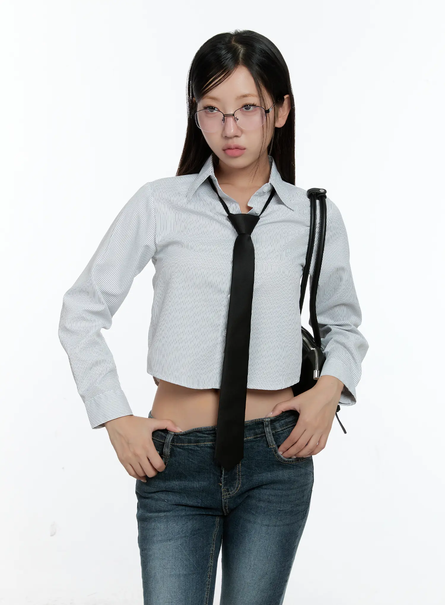 Striped Cropped Shirt CS517 - Image 7