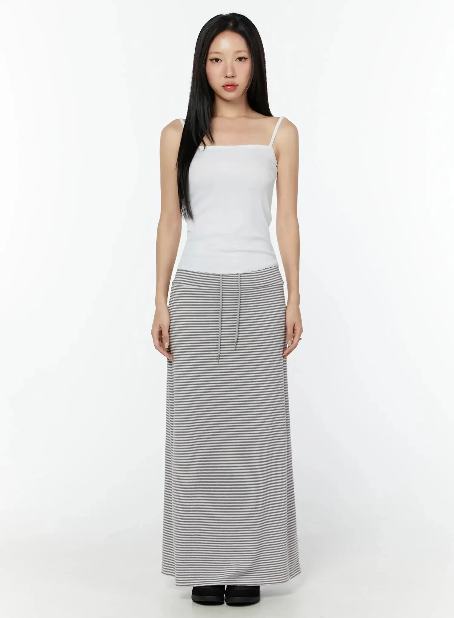 Striped Drawstring Maxi Skirt IU522 - Image 7