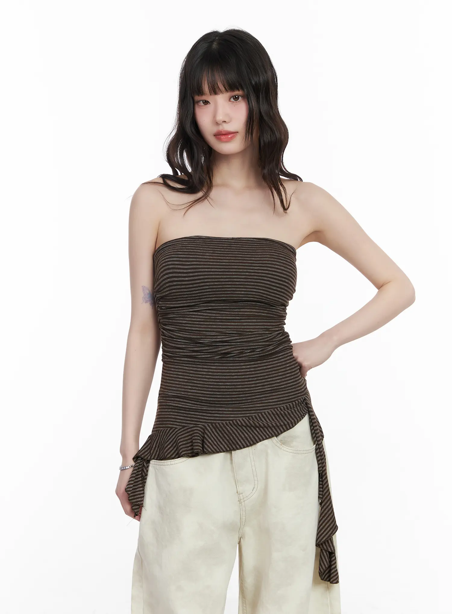 Striped Frill Detail Tube Top CM526 - Image 10