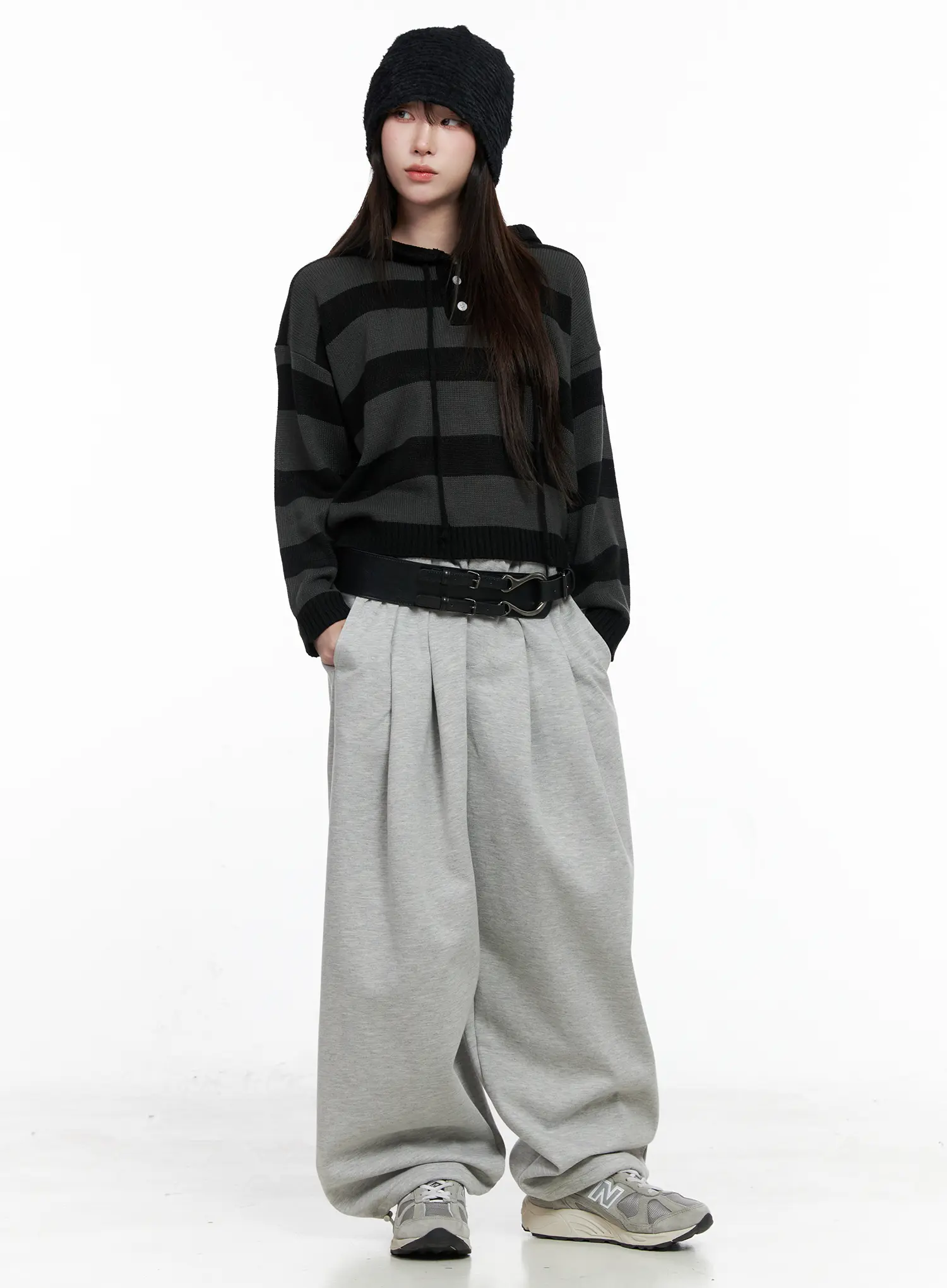 Striped Half-ButtonSweater Hoodie CO521 - Image 3