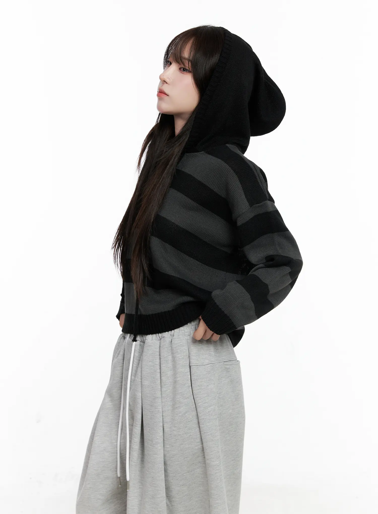 Striped Half-ButtonSweater Hoodie CO521 - Image 7