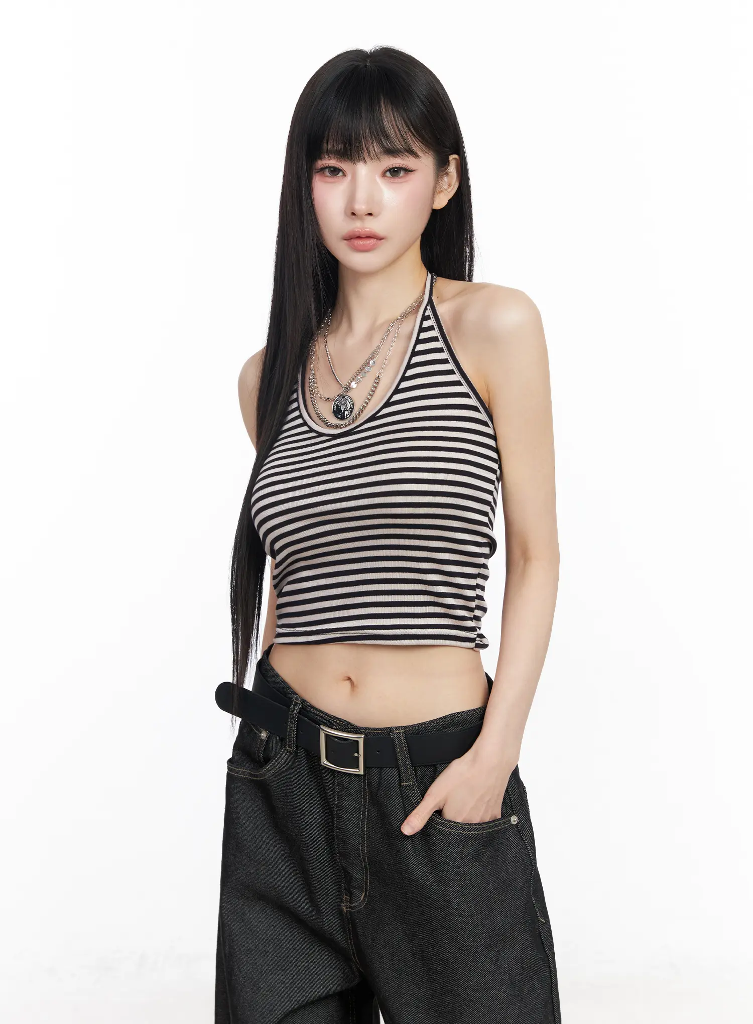 Striped Halter Crop Top CF519 - Image 10