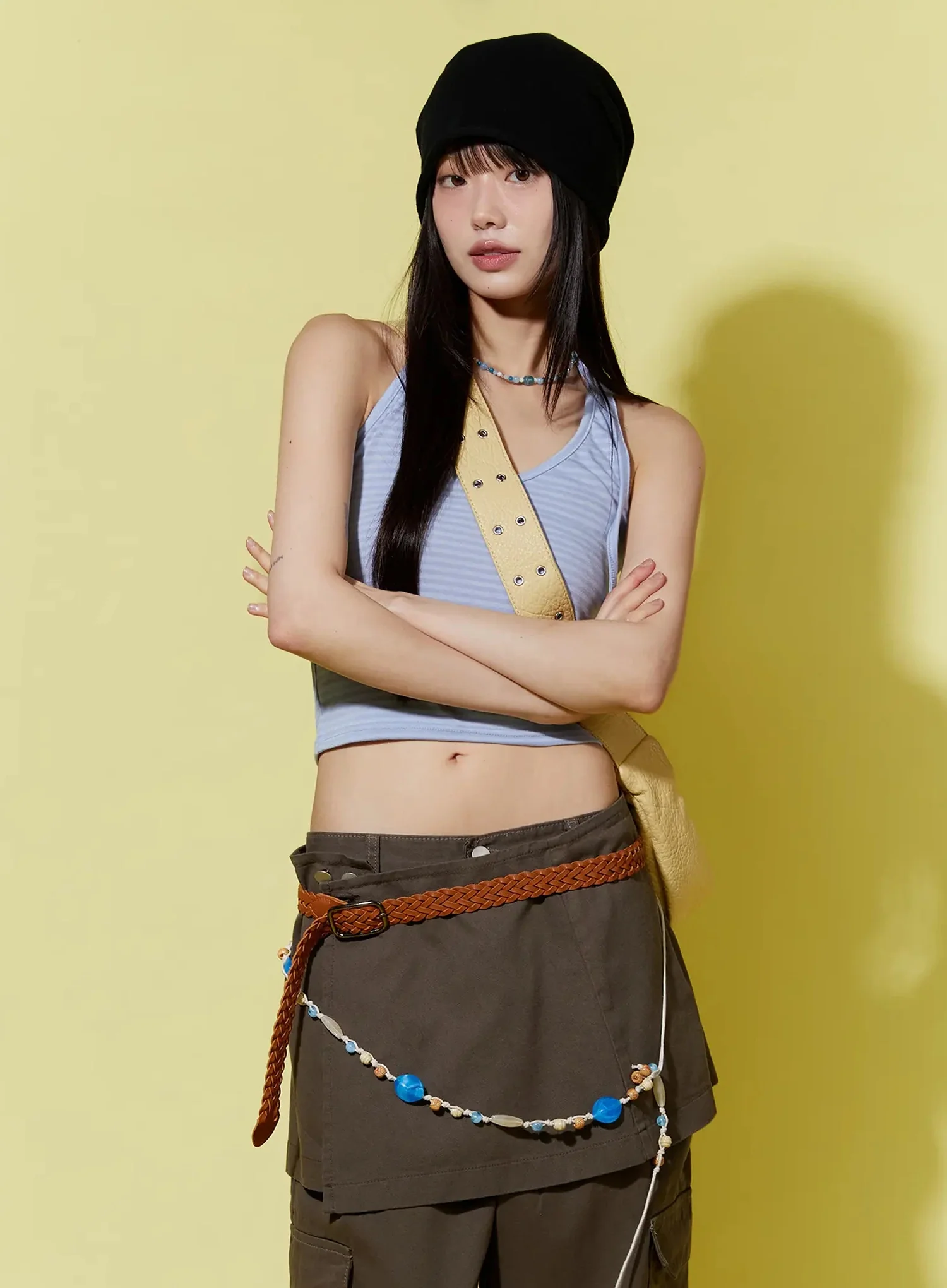 Striped Halter Neck Crop Top IU518