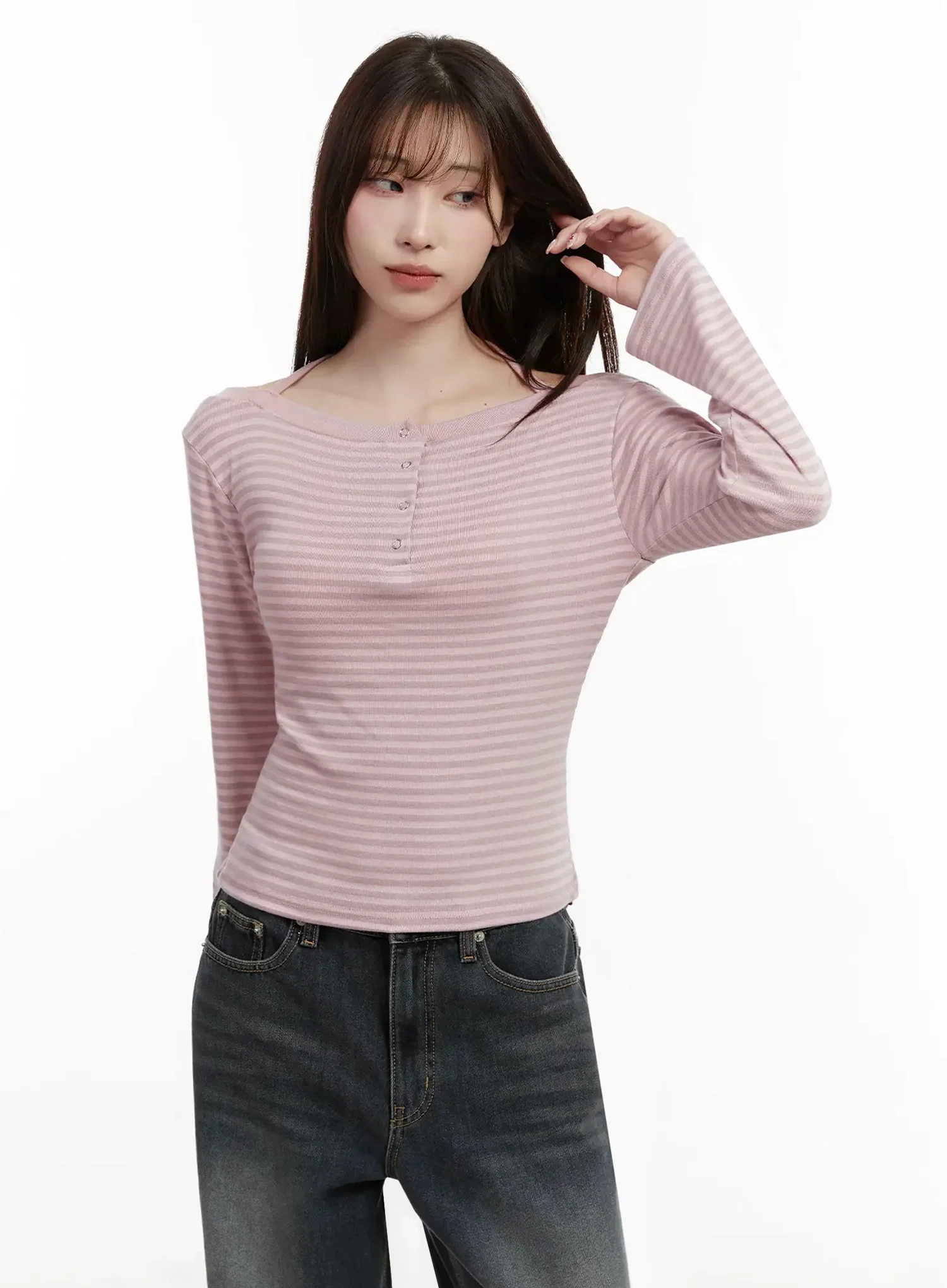 Striped Halter Neck Long Sleeve Top IJ521 - Image 7