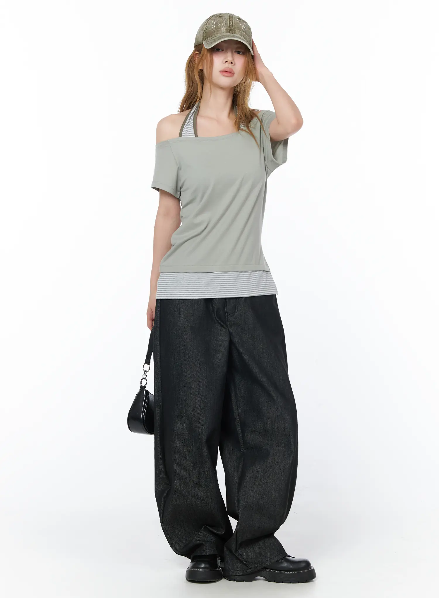 Striped Halter Off-Shoulder Tee CY508 - Image 7
