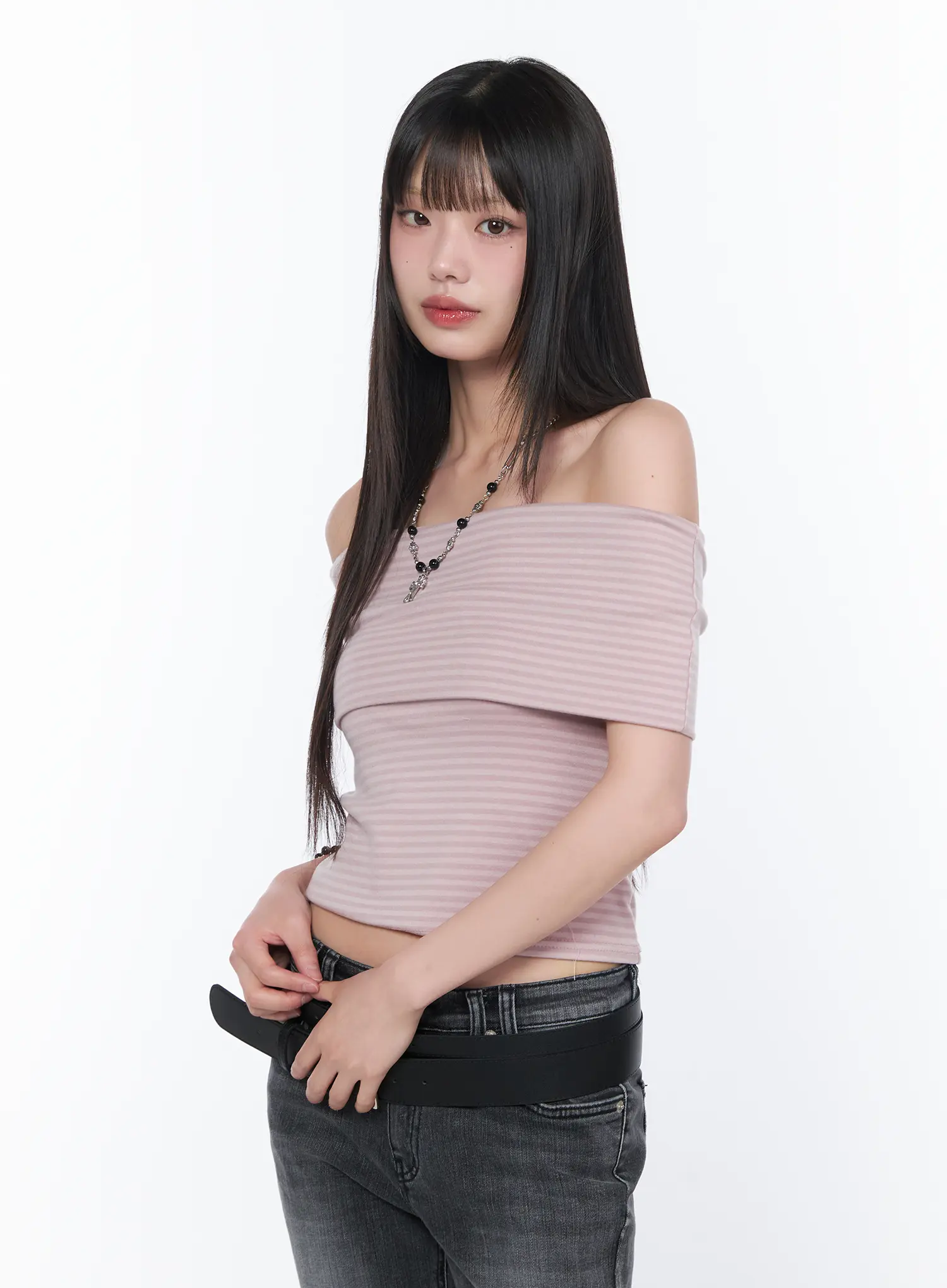 Striped Off-Shoulder Tee CA530 - Image 2
