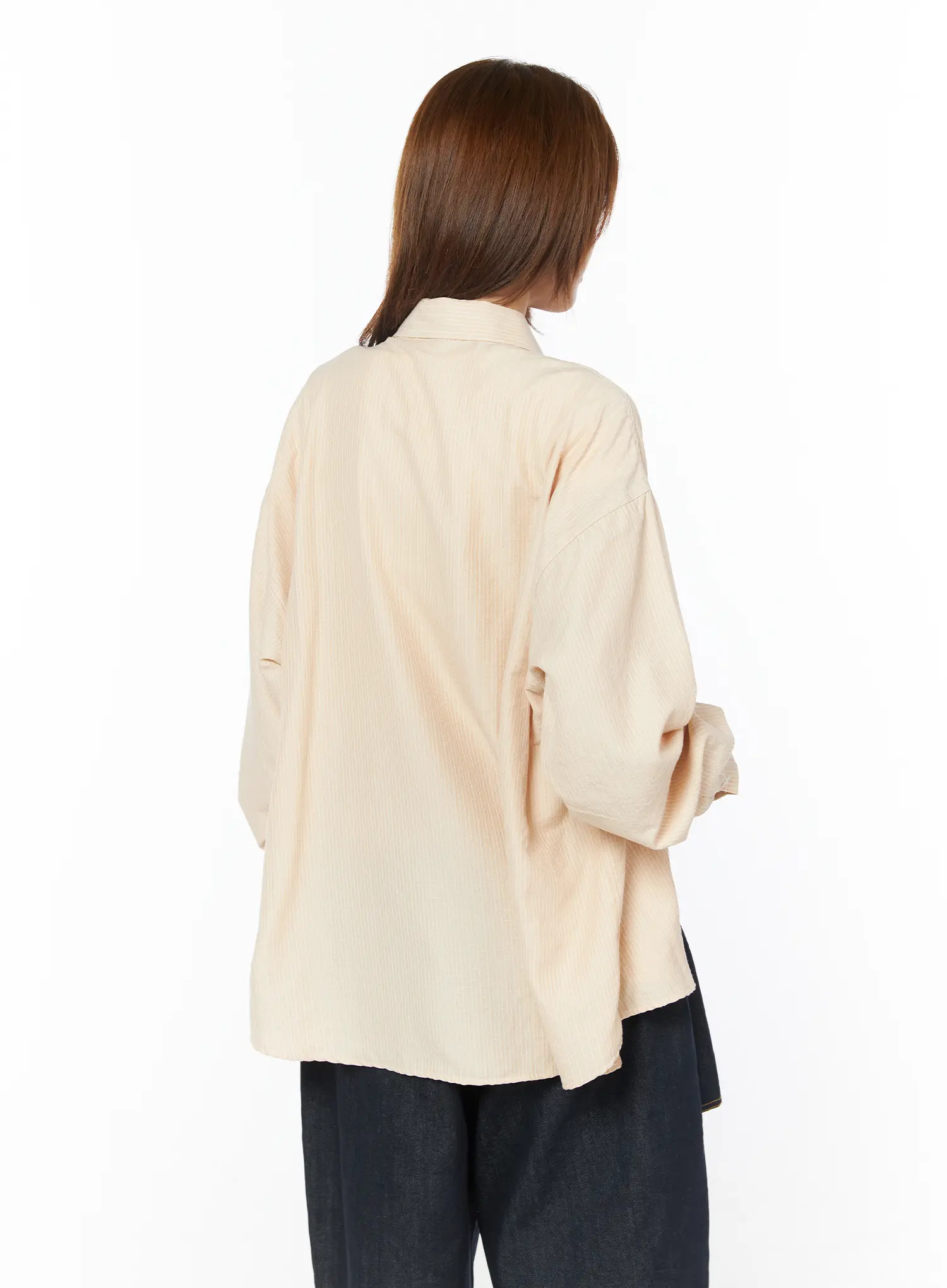 Striped Oversized Button-Up Shirt CY528 - Image 7