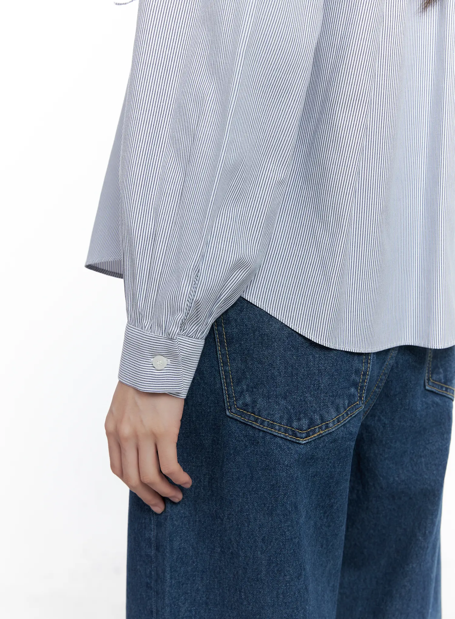 Striped Puff Sleeve Tie Blouse CO506 - Image 9