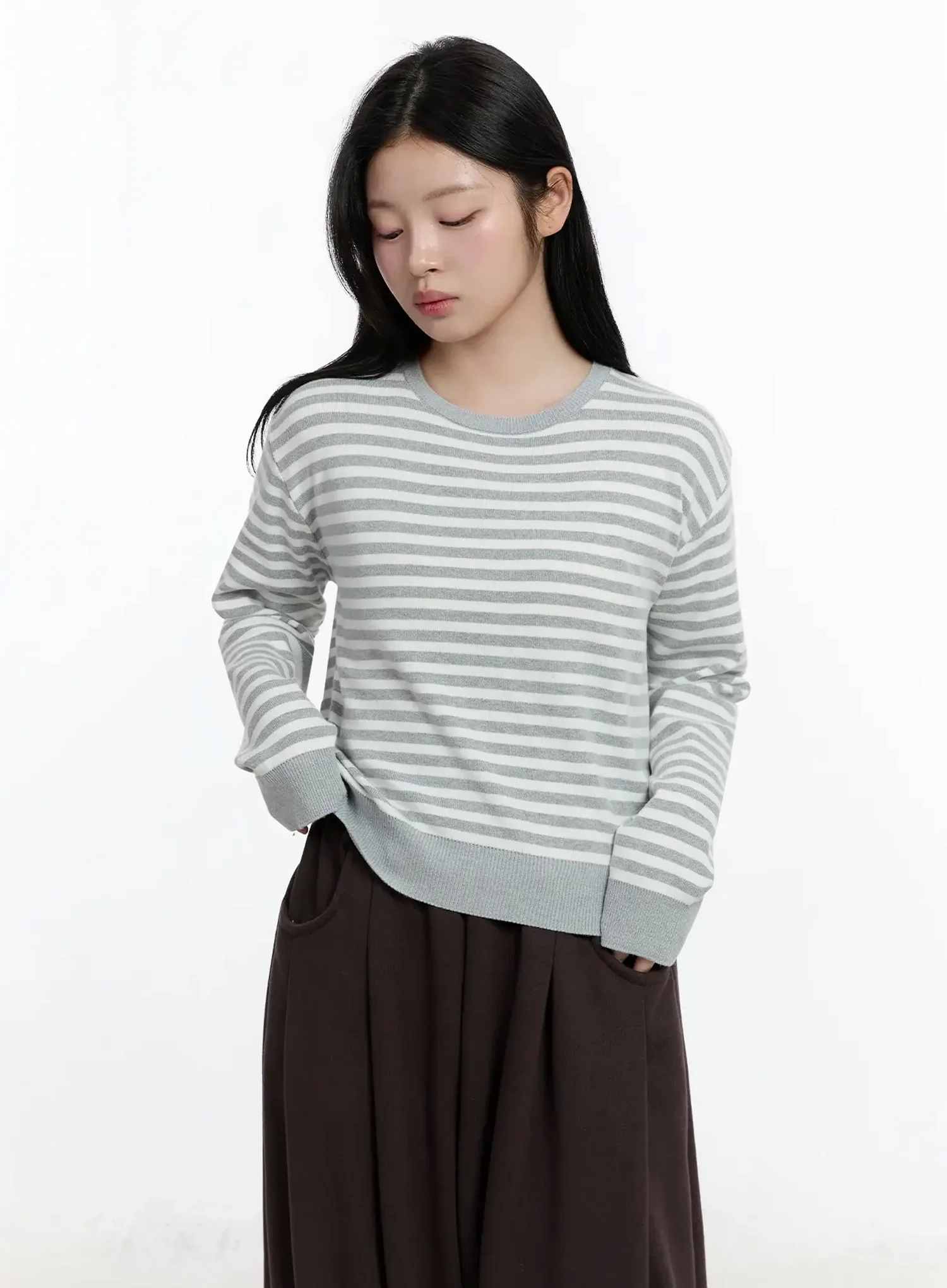 Striped Round Neck Knit Top IM519 - Image 12