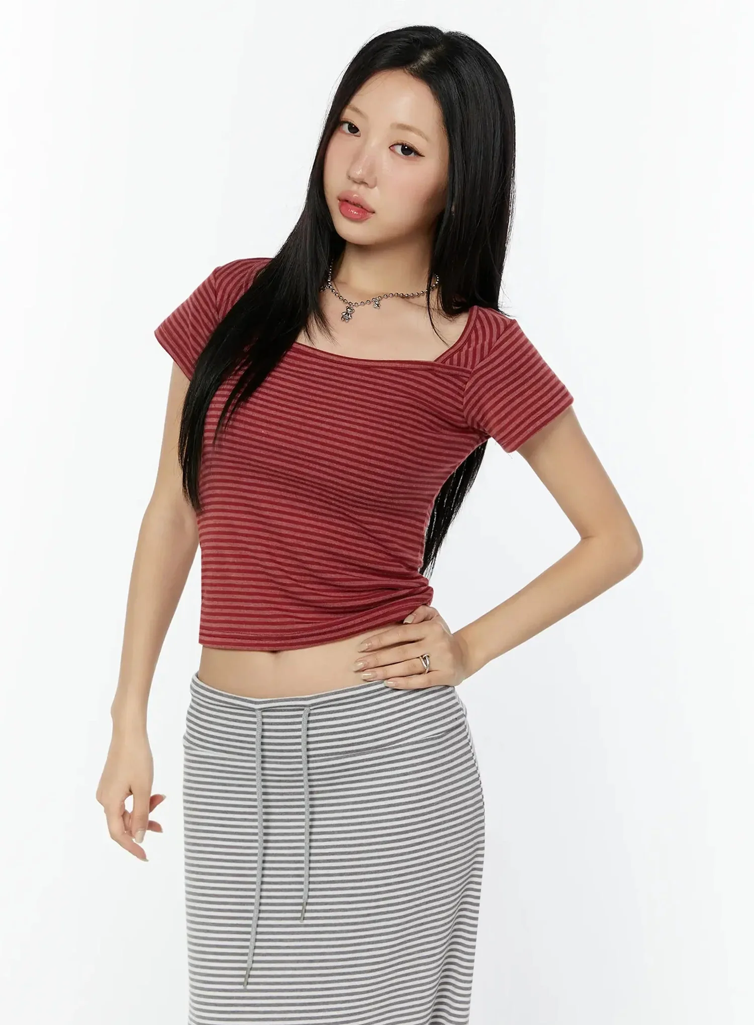 Striped Short Sleeve Tee IU522 - Image 11