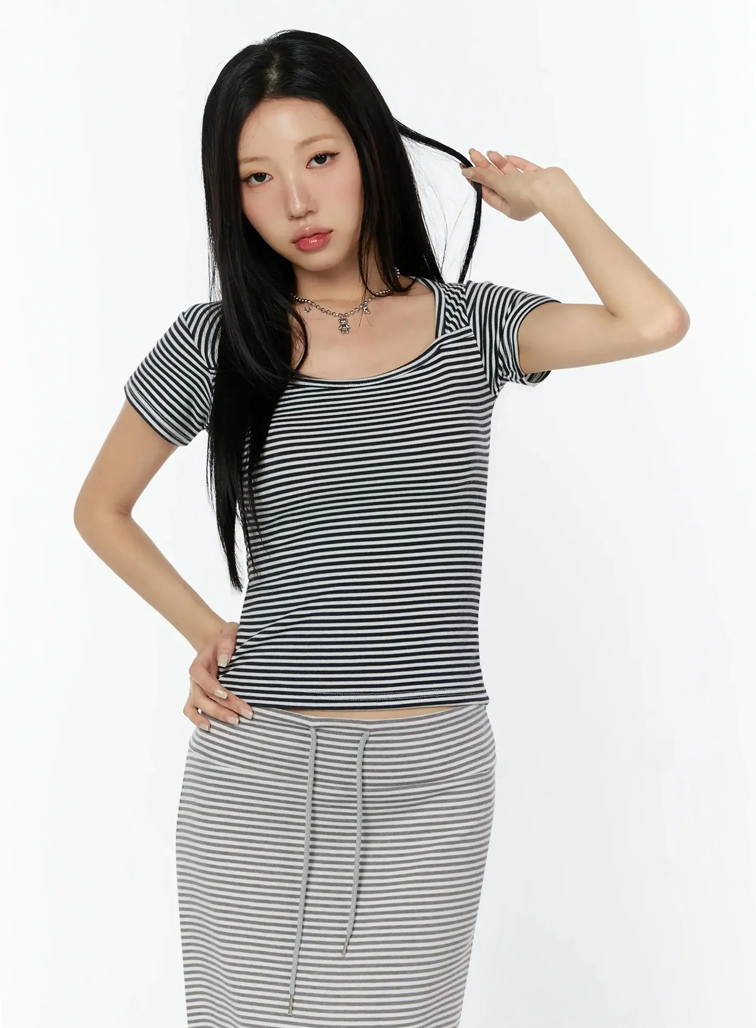 Striped Short Sleeve Tee IU522 - Image 15