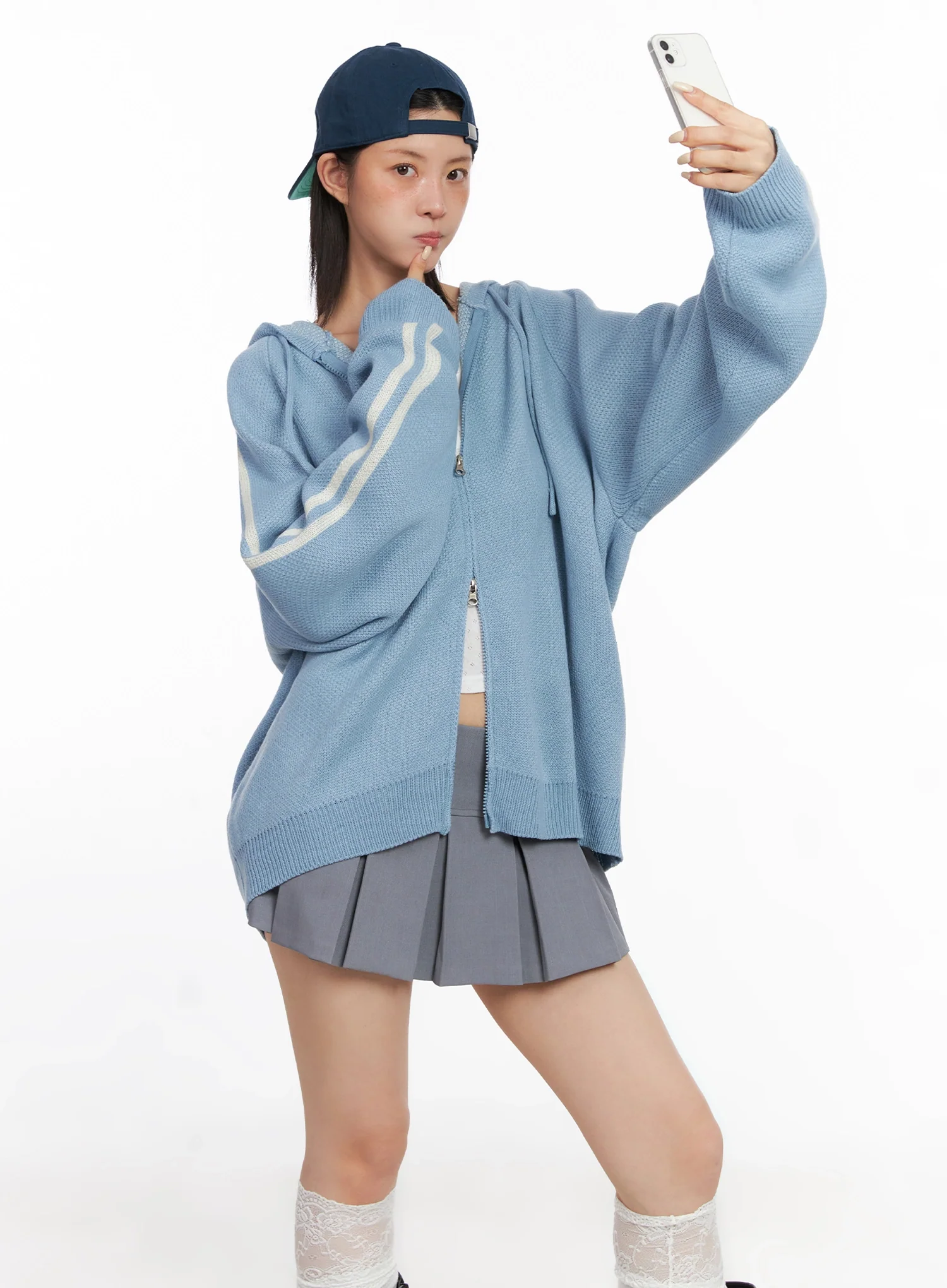 Striped Sleeve Casual Hoodie IS515