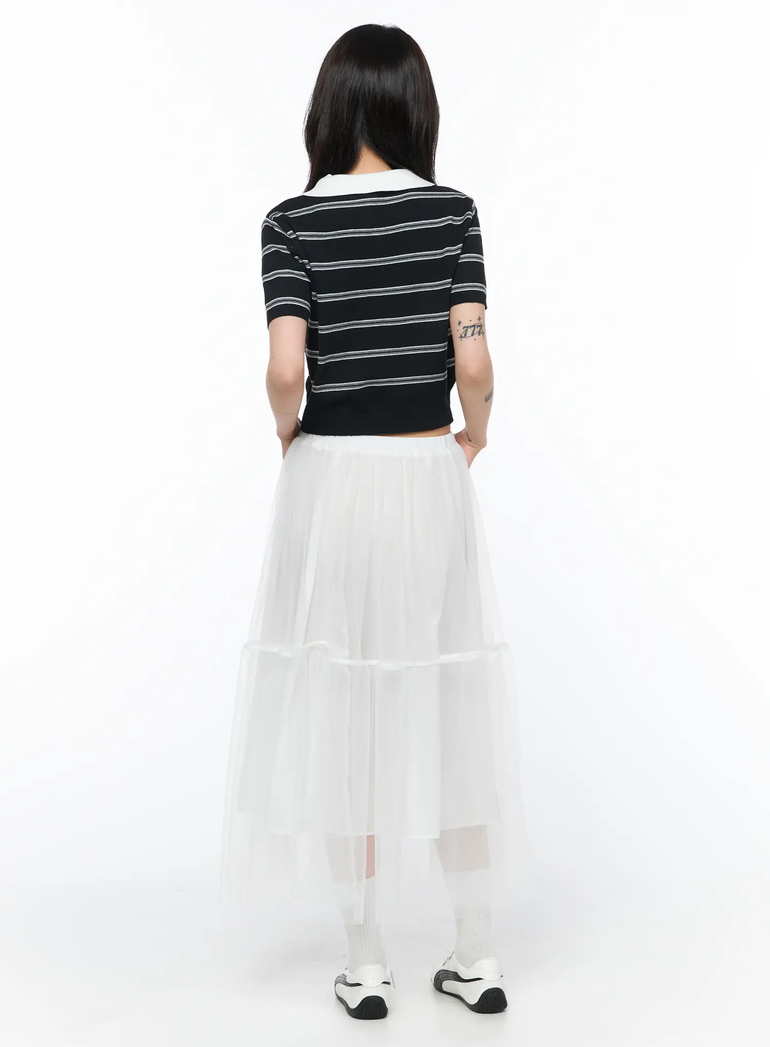 Striped Two-Tone Polo Shirt CA527 - Image 5