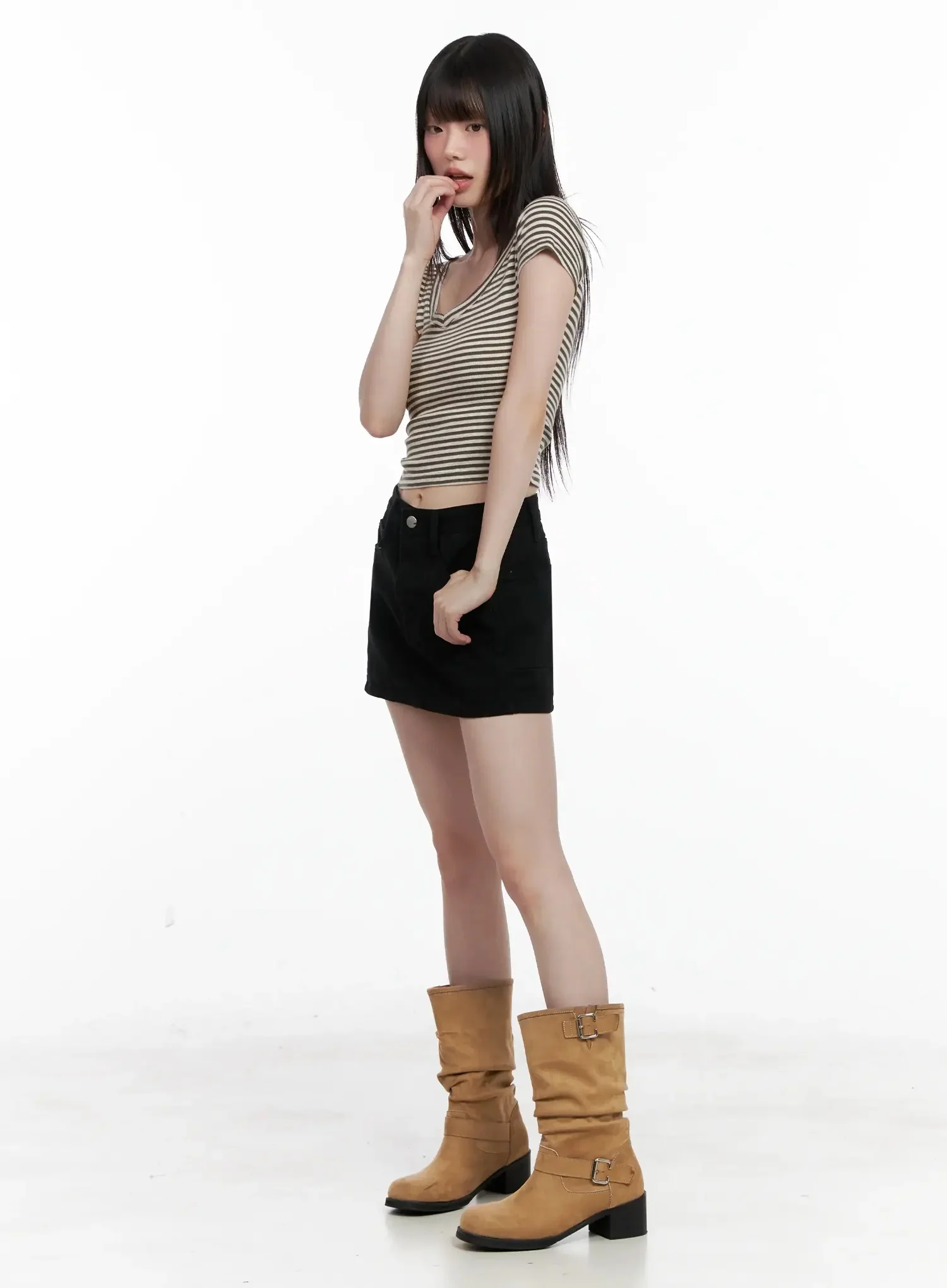 Striped V-Neck Short Sleeve Tee IL531 - Image 12
