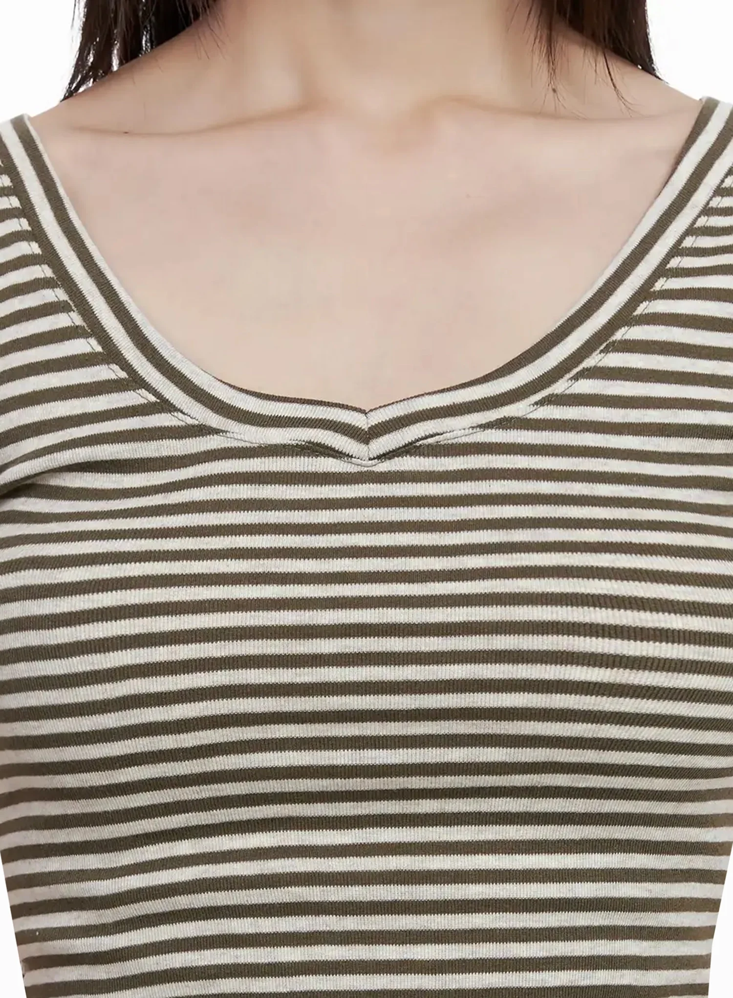 Striped V-Neck Short Sleeve Tee IL531 - Image 3