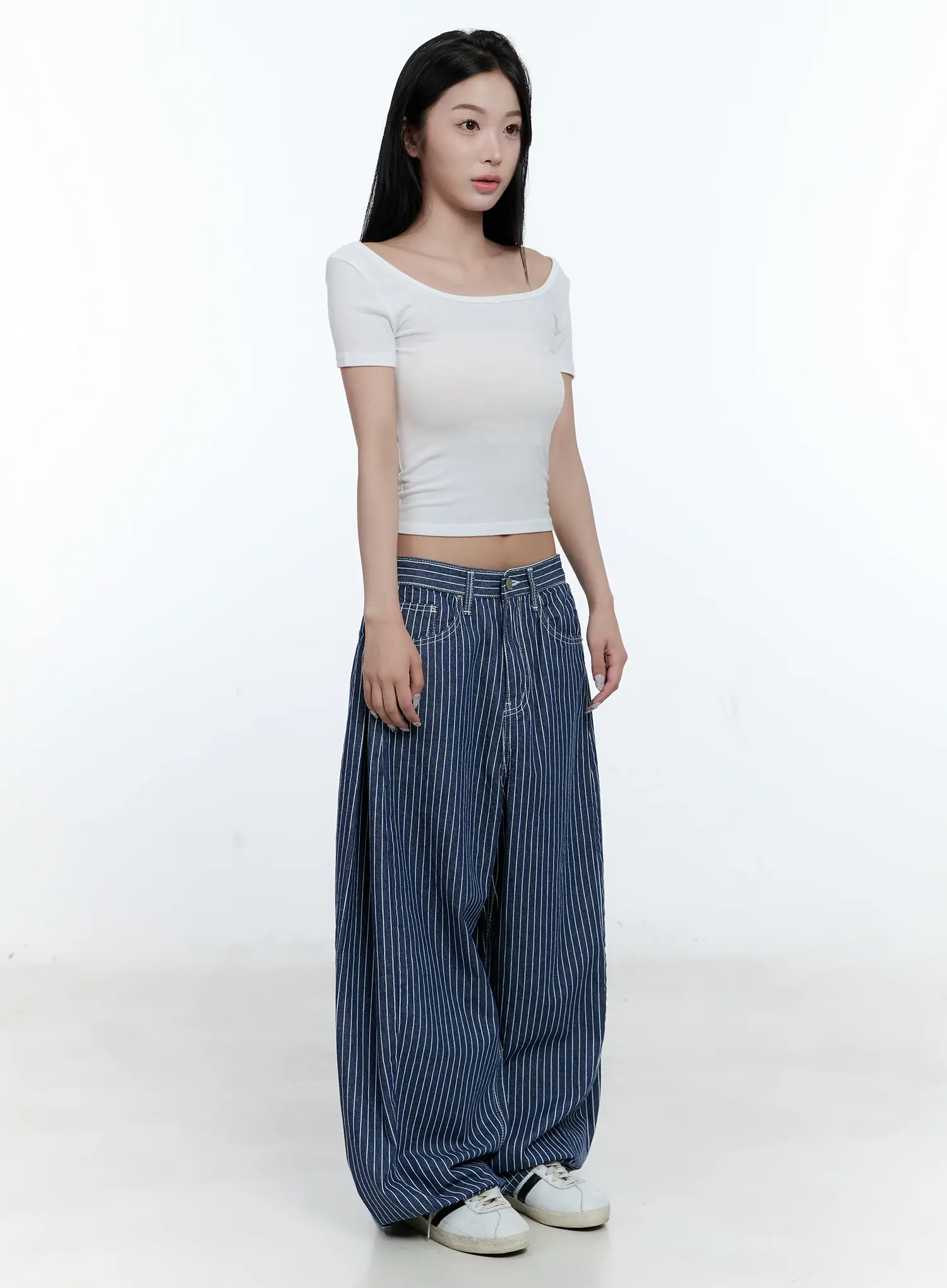 Striped Wide-Leg Relaxed Pants CL530 - Image 3
