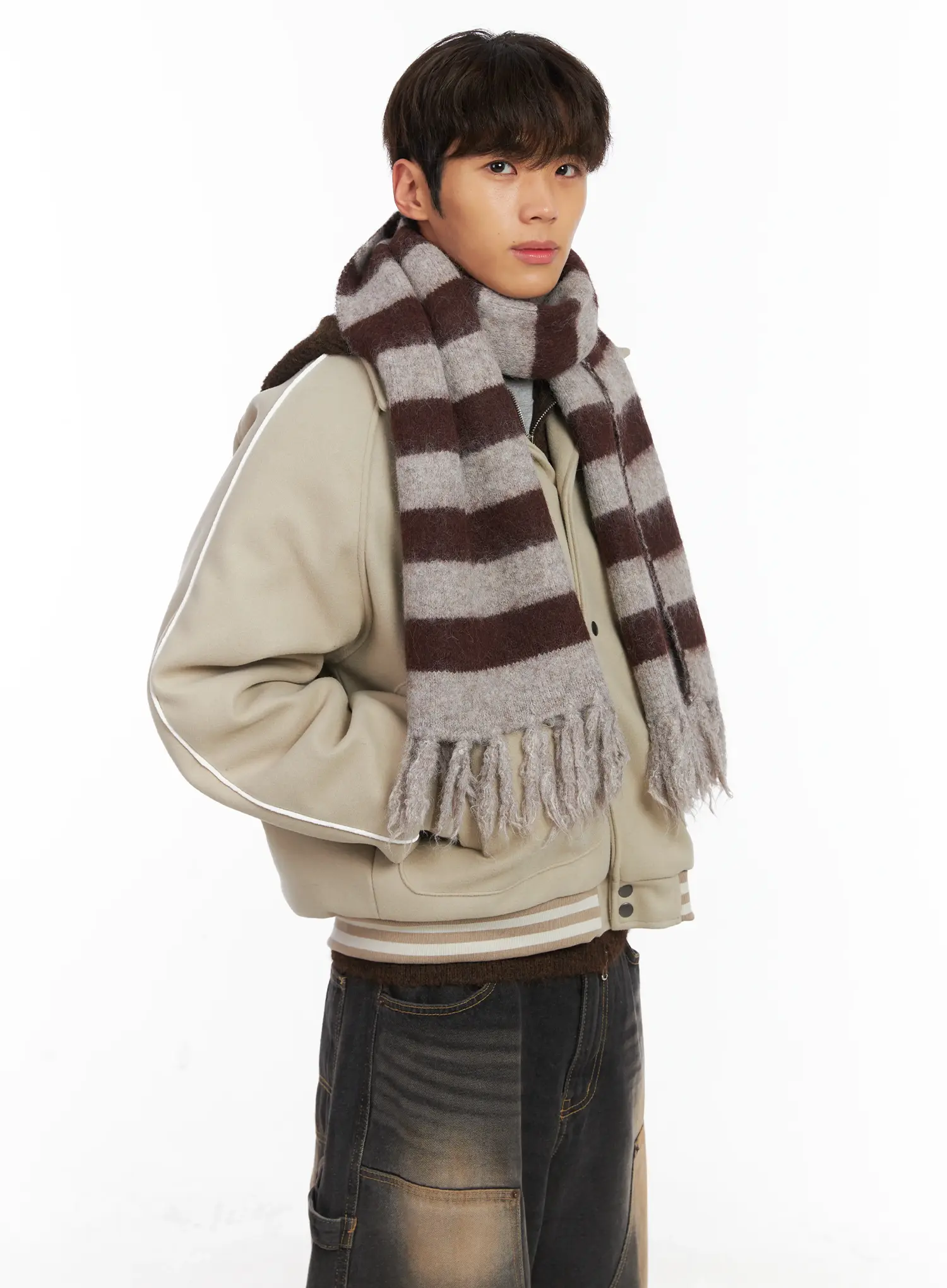 Striped Wool Knit Scarf ID511 - Image 3