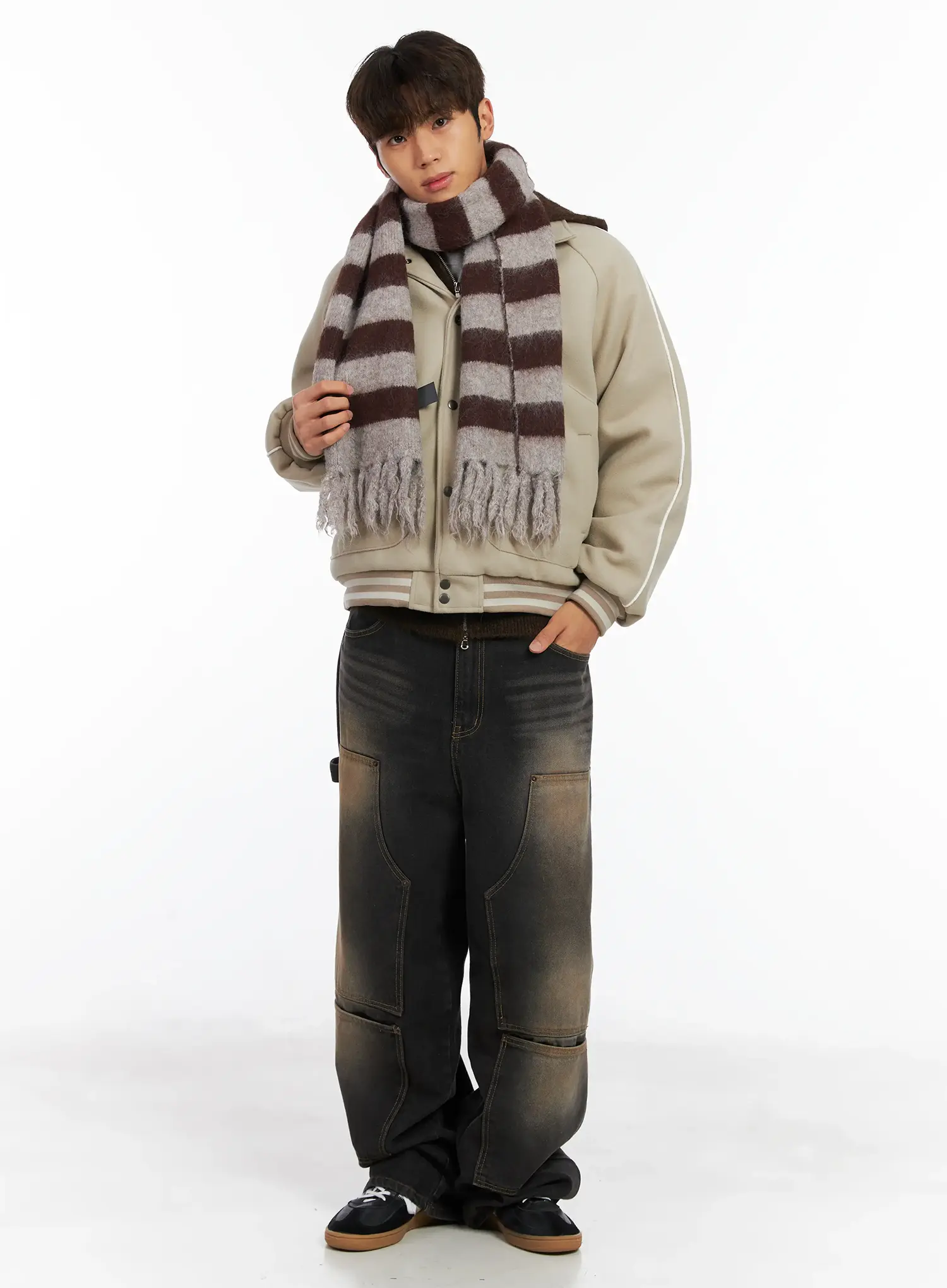 Striped Wool Knit Scarf ID511 - Image 5