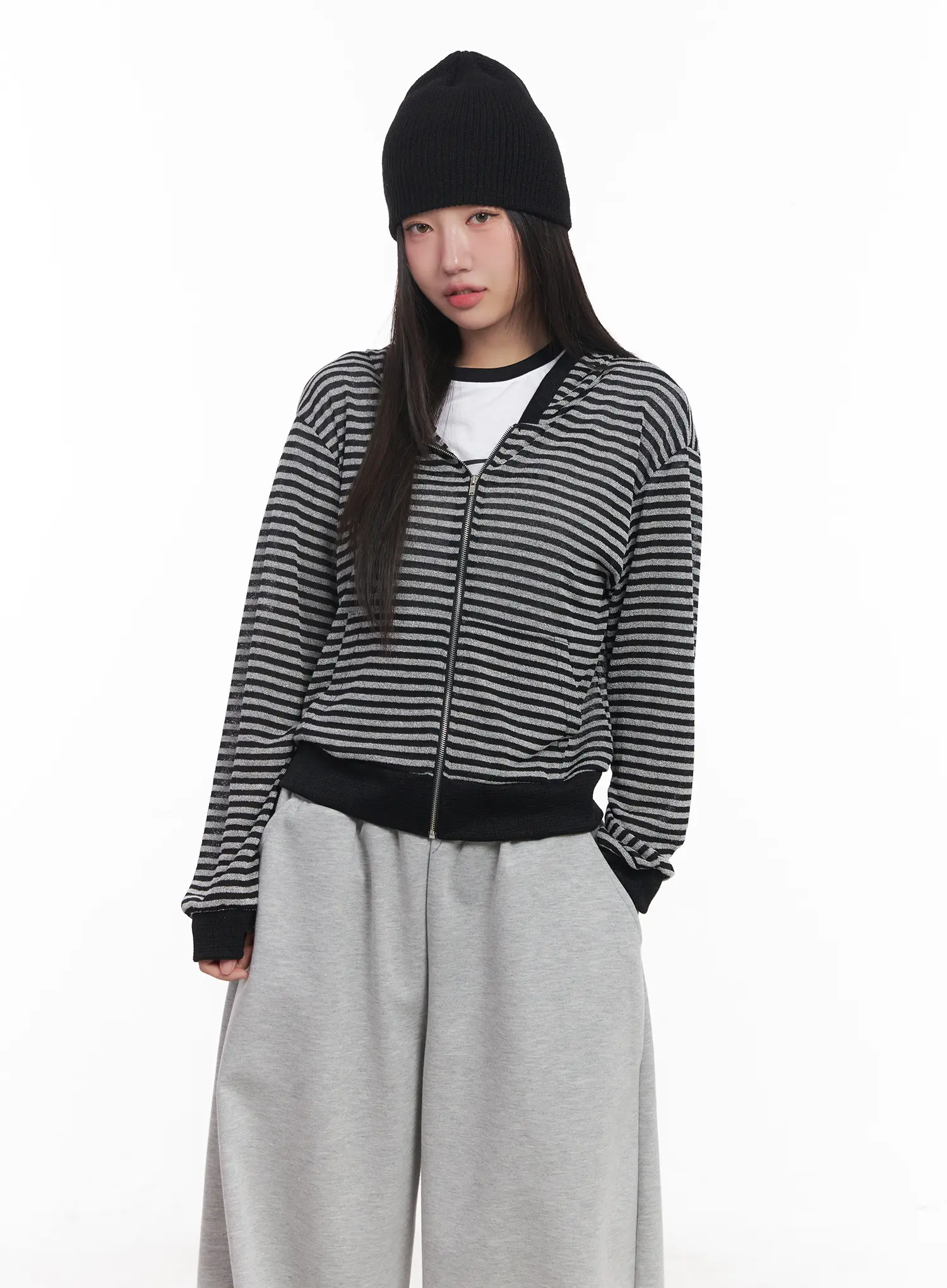 Striped Zip-Up Hoodie CU517 - Image 8