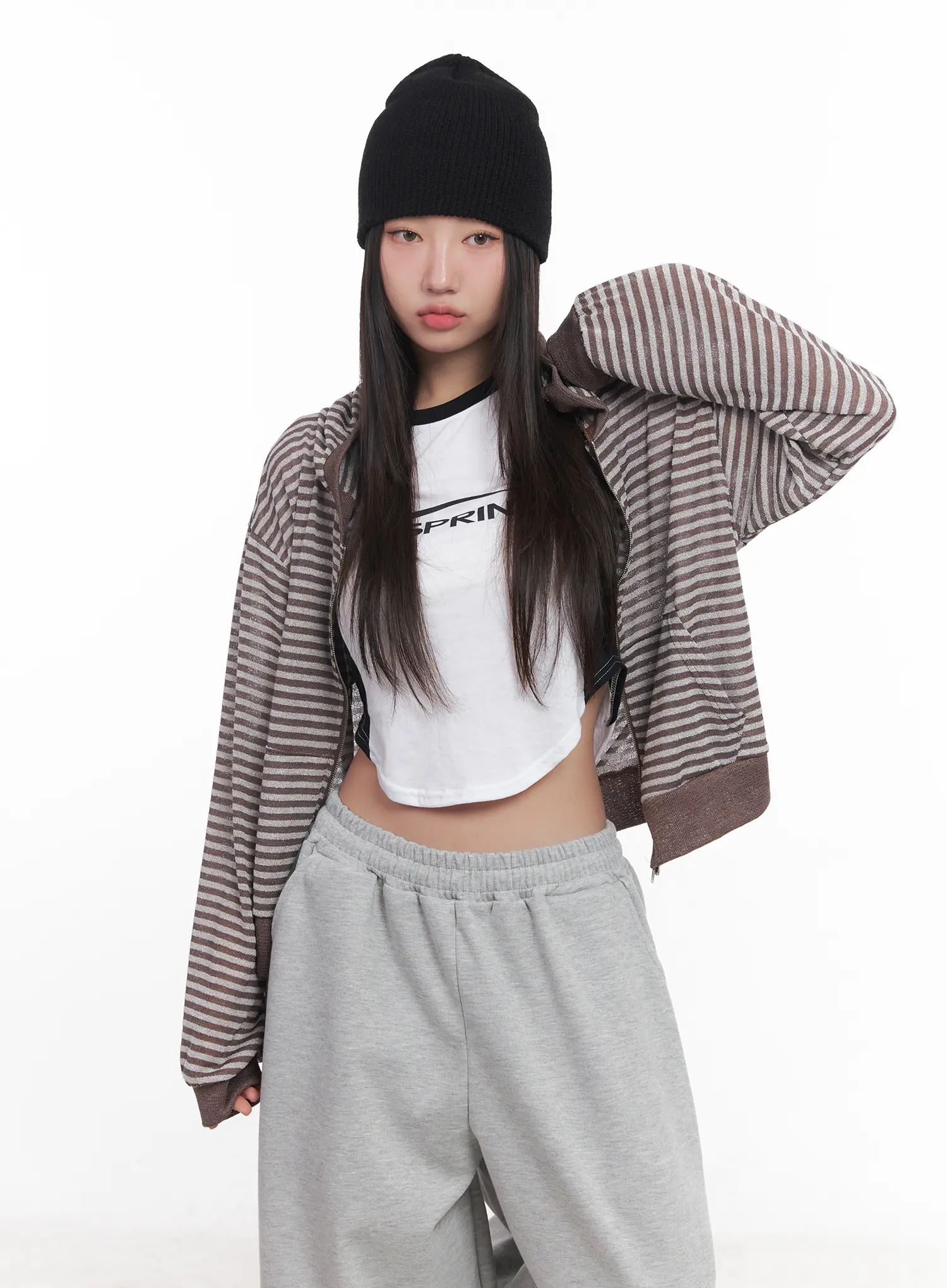 Striped Zip-Up Hoodie CU517 - Image 9
