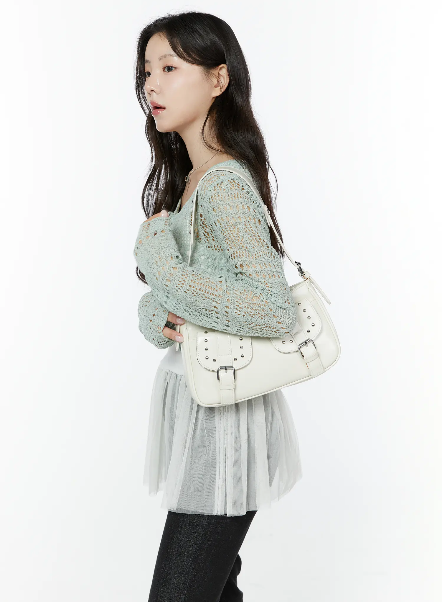 Studded Buckle Double Pocket Purse IY511 - Image 2