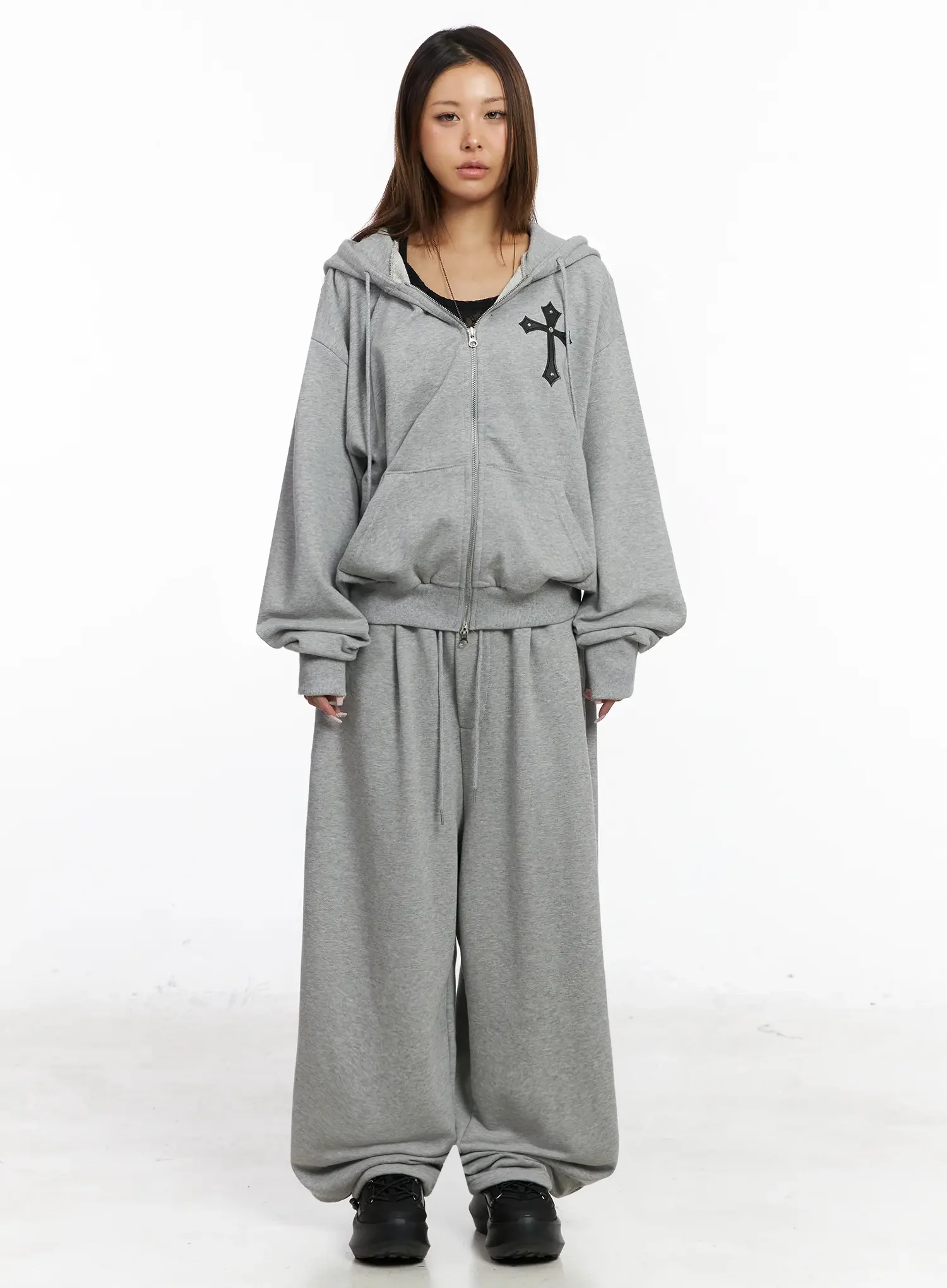 Studded Cross Zip Hoodie IY501 - Image 9