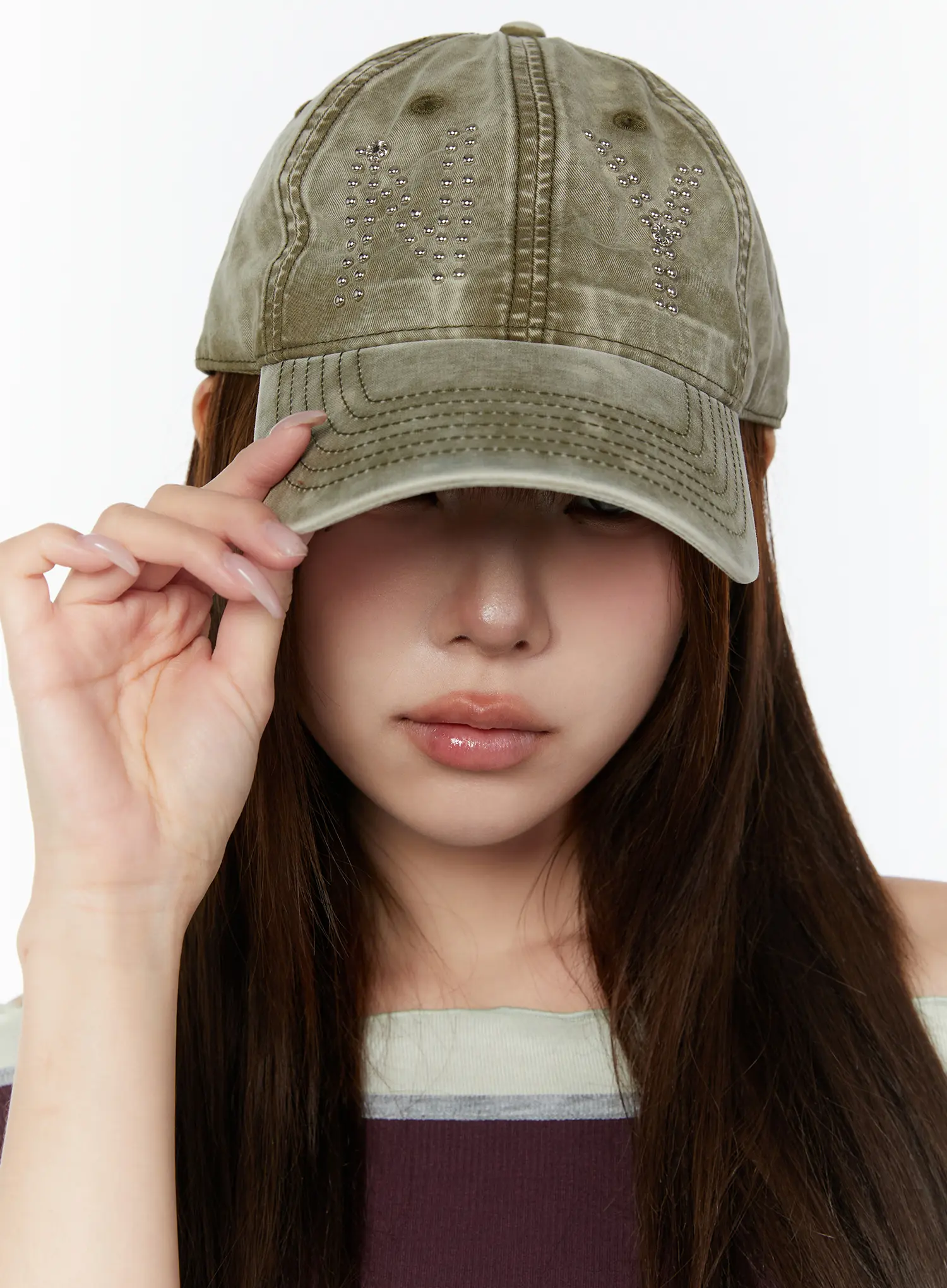 Studded NY Baseball Cap CY519