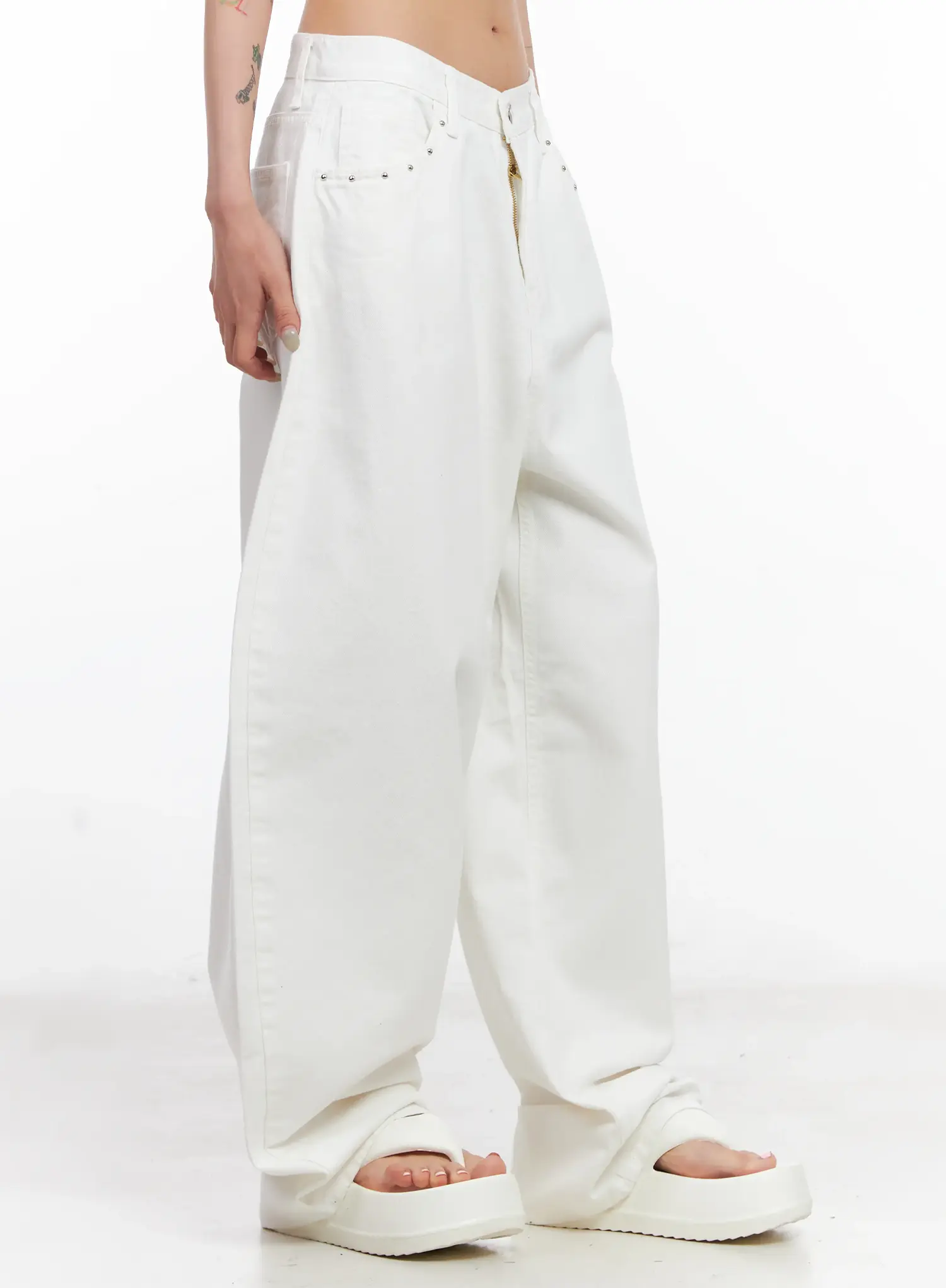 Studded Wide-Leg Cotton Pants CL525 - Image 6