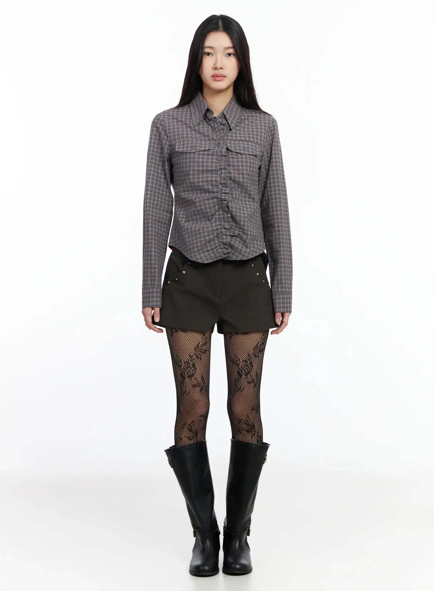 Stylish Check Ruffled Blouse IM530 - Image 11